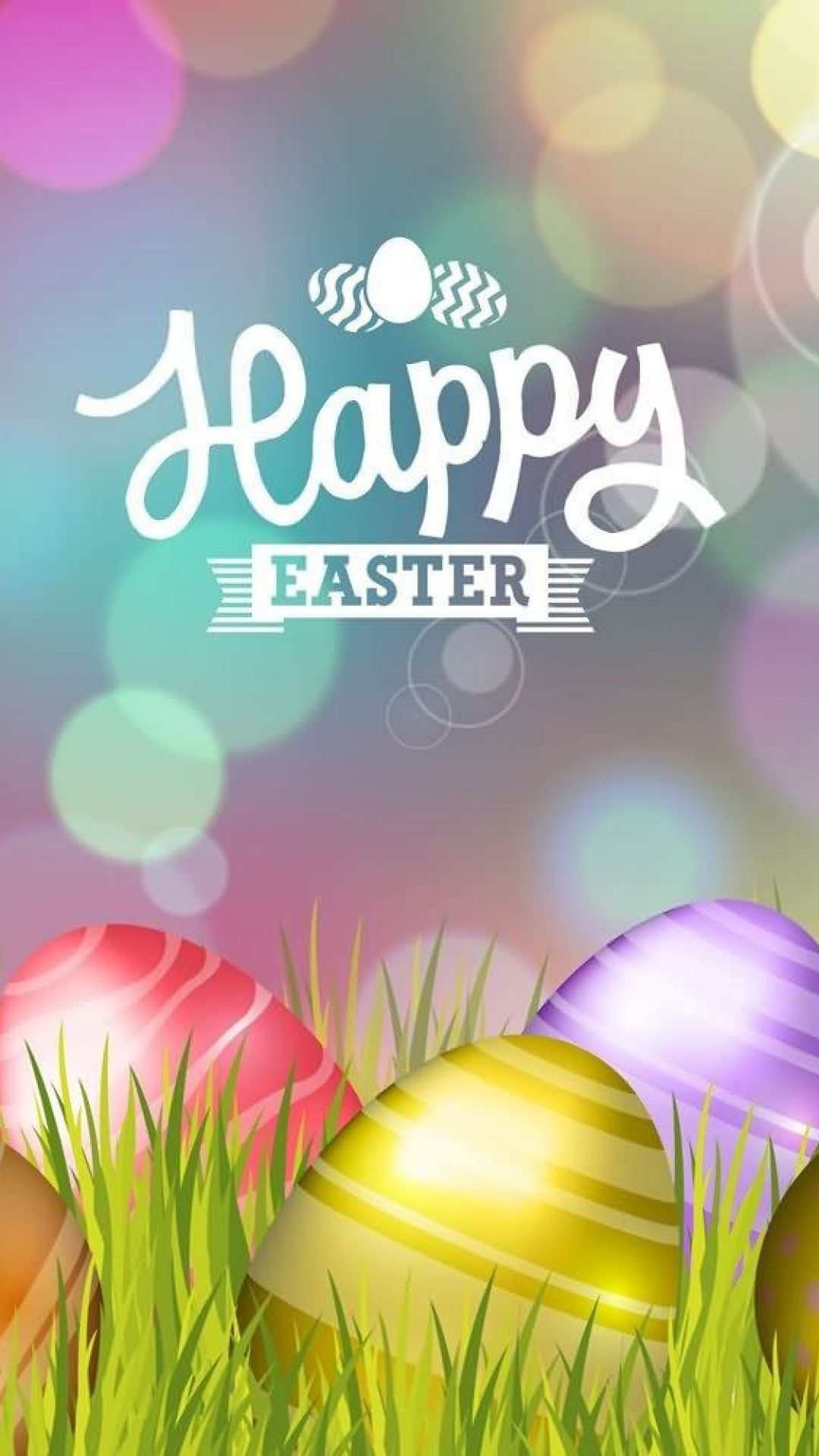 Buona Pasqua, Uova di Pasqua, Scritta, Bokeh, Full HD, schermata di blocco del cellulare