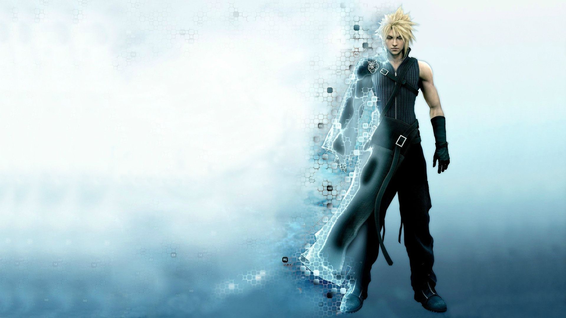 Cloud Strife, Final Fantasy VII: Advent Children, Spada Potens, Bianco, sfondo widescreen Full HD