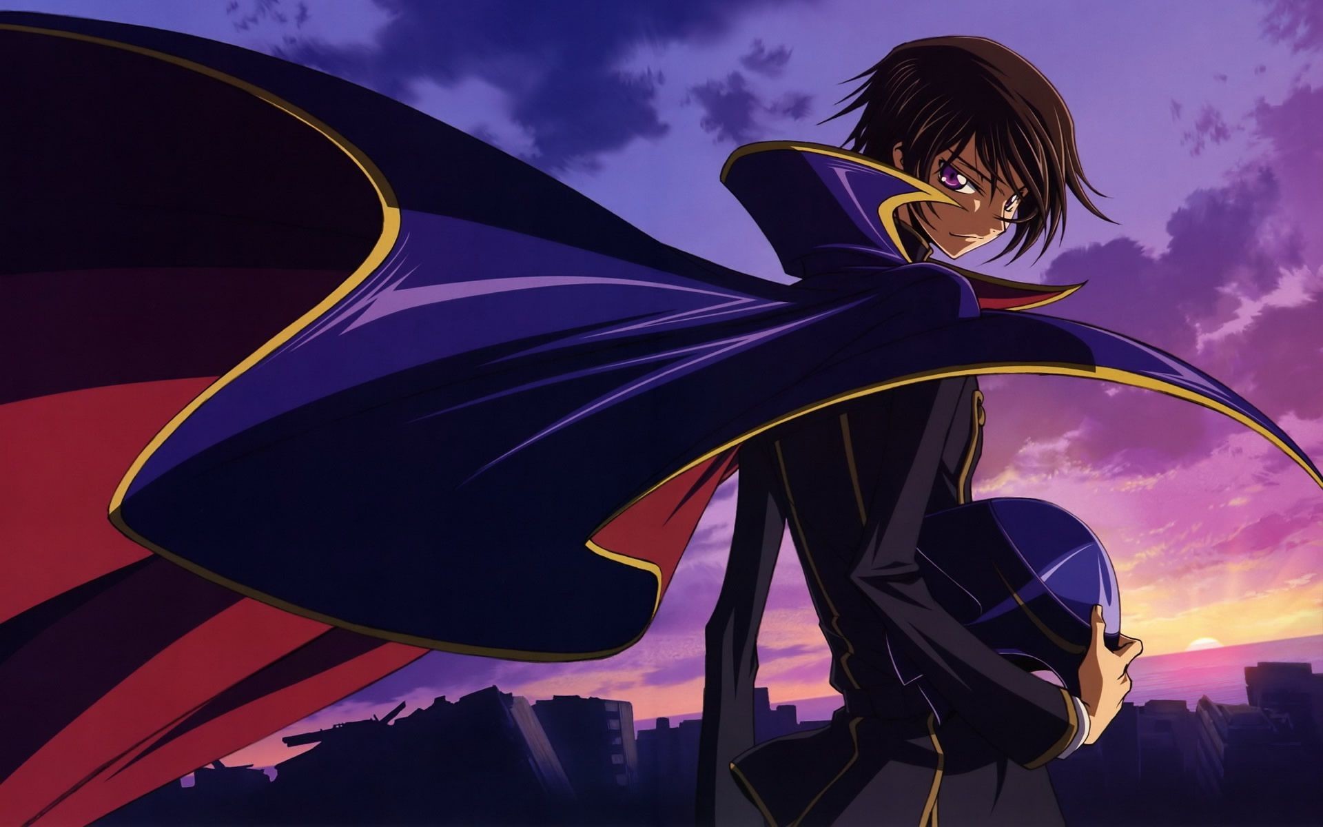 Lelouch Lamperouge, Code Geass, Casco di Zero, Tramonto, 16:10 Full HD, sfondo widescreen