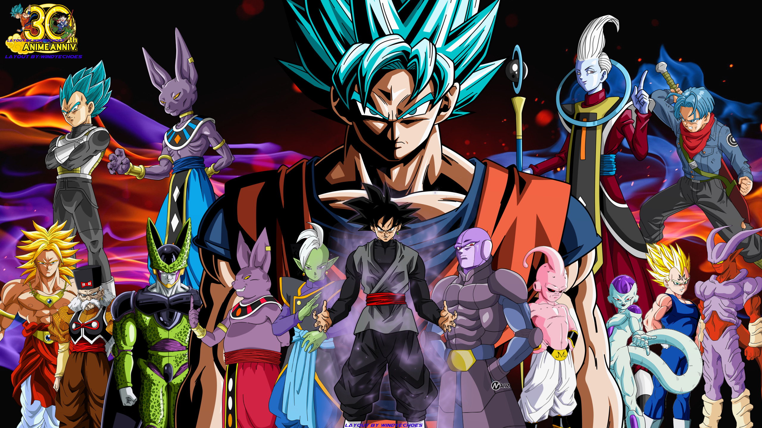 Goku, Beerus, Whis, Goku Black, Cell, Hit, Dragon Ball Super, 2K, sfondo per portatile