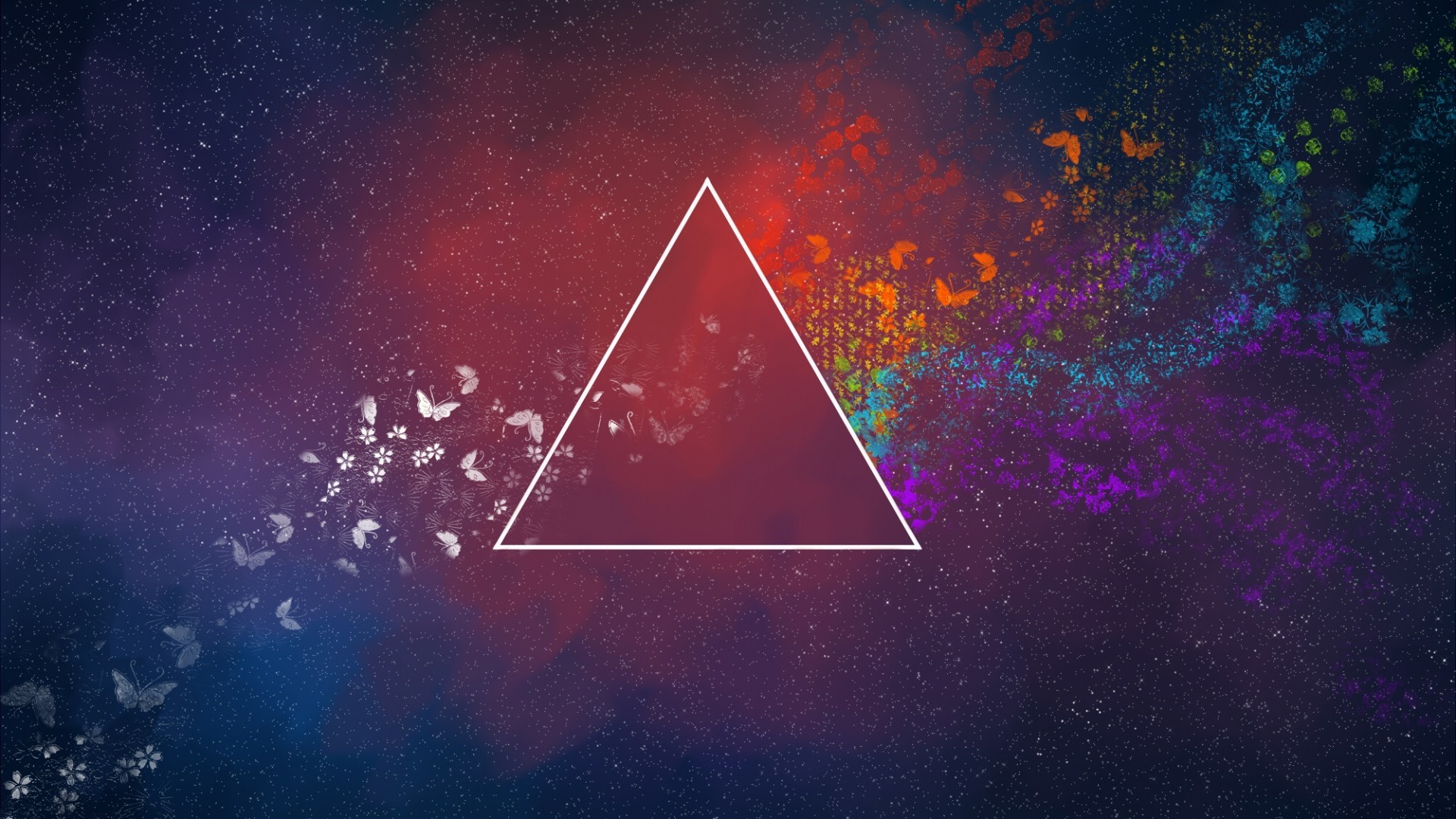 Triangolo, Nebulosa, Farfalle, Astratto, Rosso, Full HD, sfondo per PC e portatile