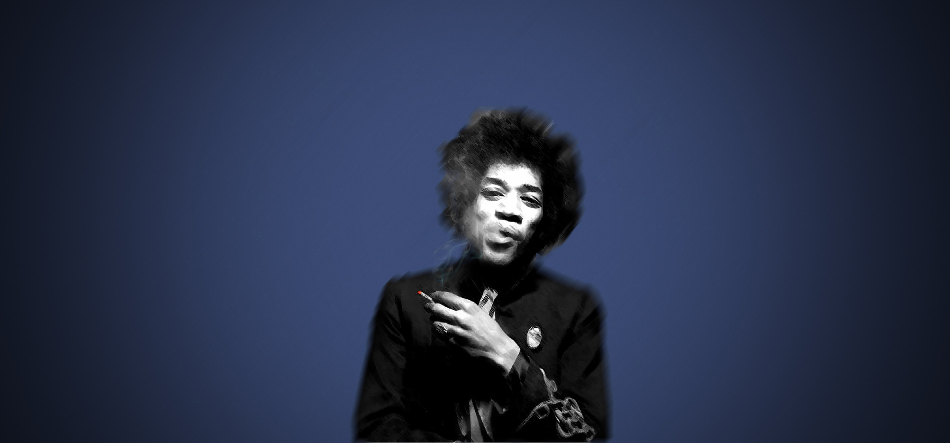 Jimi Hendrix, Ritratto, Blu, 2K, sfondo per PC