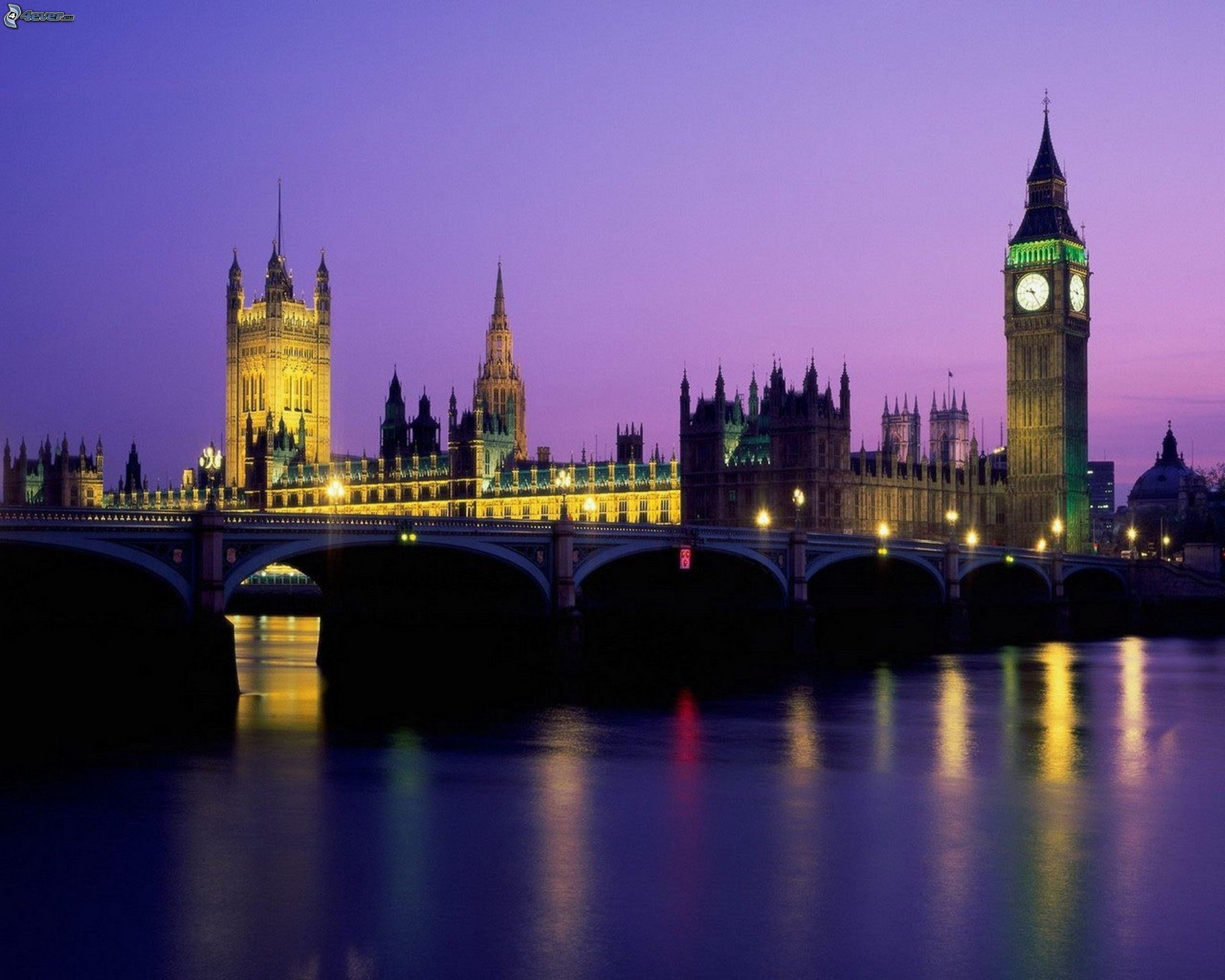 Palazzo di Westminster, Big Ben, Westminster Bridge, Londra, Notte, wallpaper Windows 11