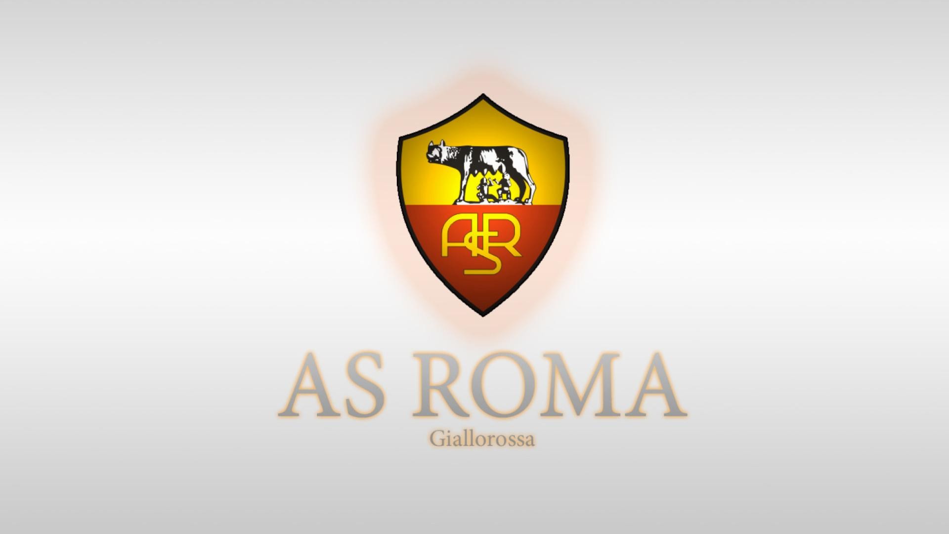 AS Roma, Stemma, Giallorossa, Sfondo bianco, 16:9 Full HD, wallpaper widescreen