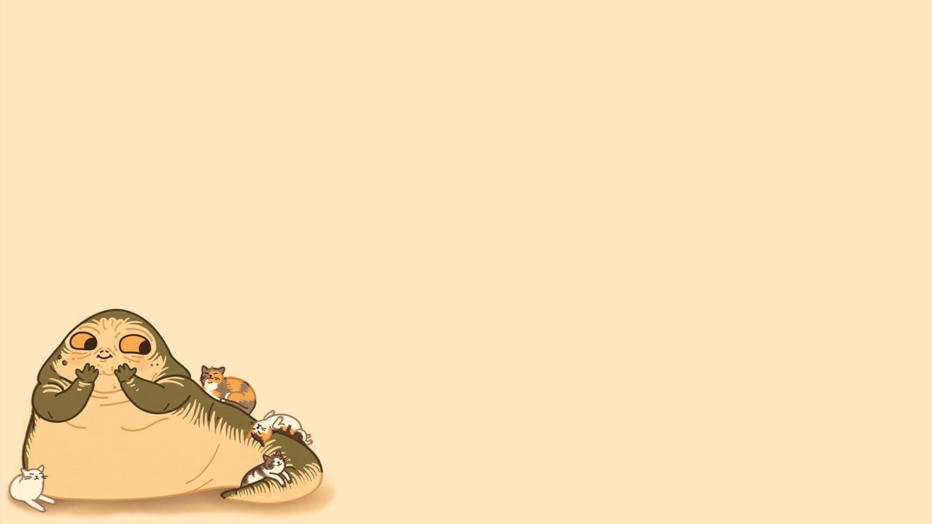 Jabba the Hutt, Star Wars, Gatti, Illustrazione, 1920x1080, wallpaper desktop