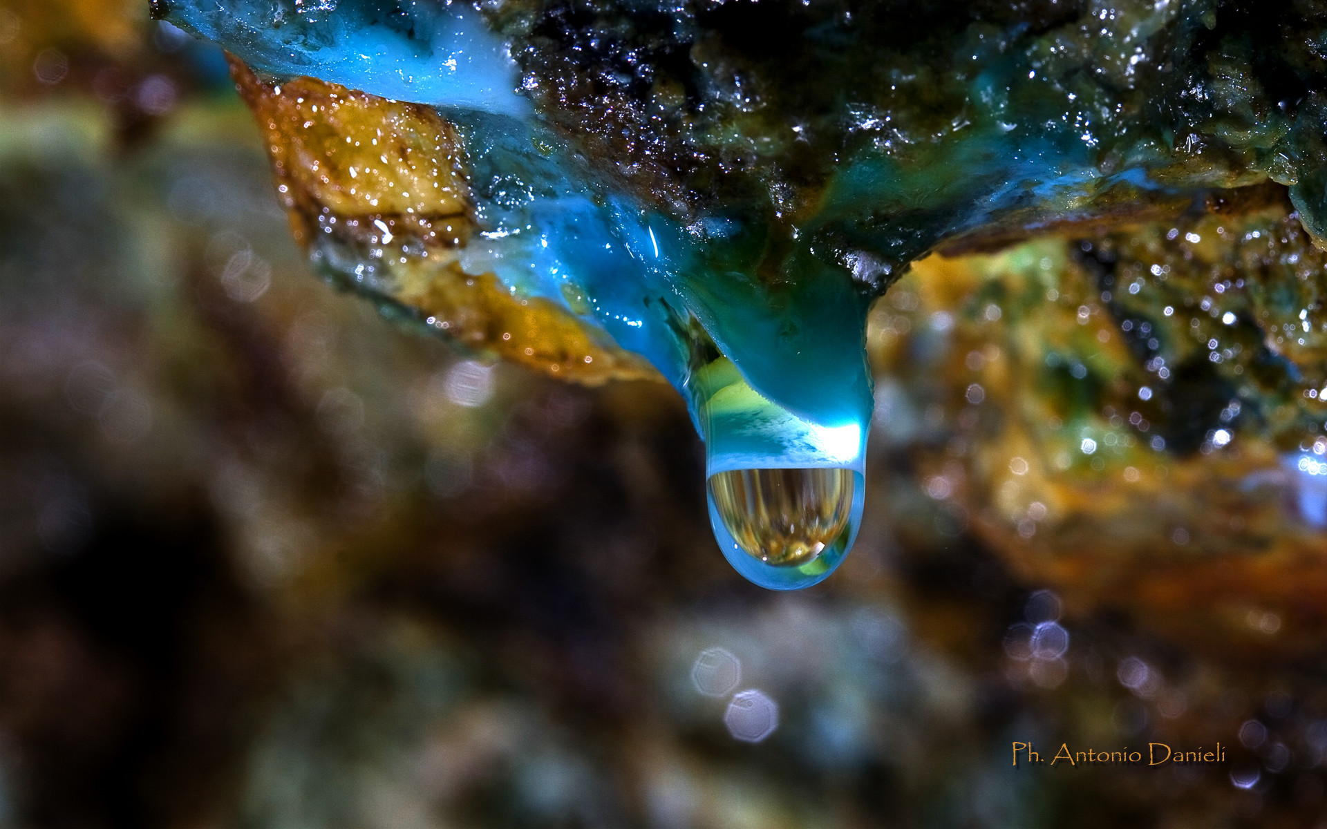Goccia d'acqua, Macro, Riflesso, sfondo Full HD per desktop