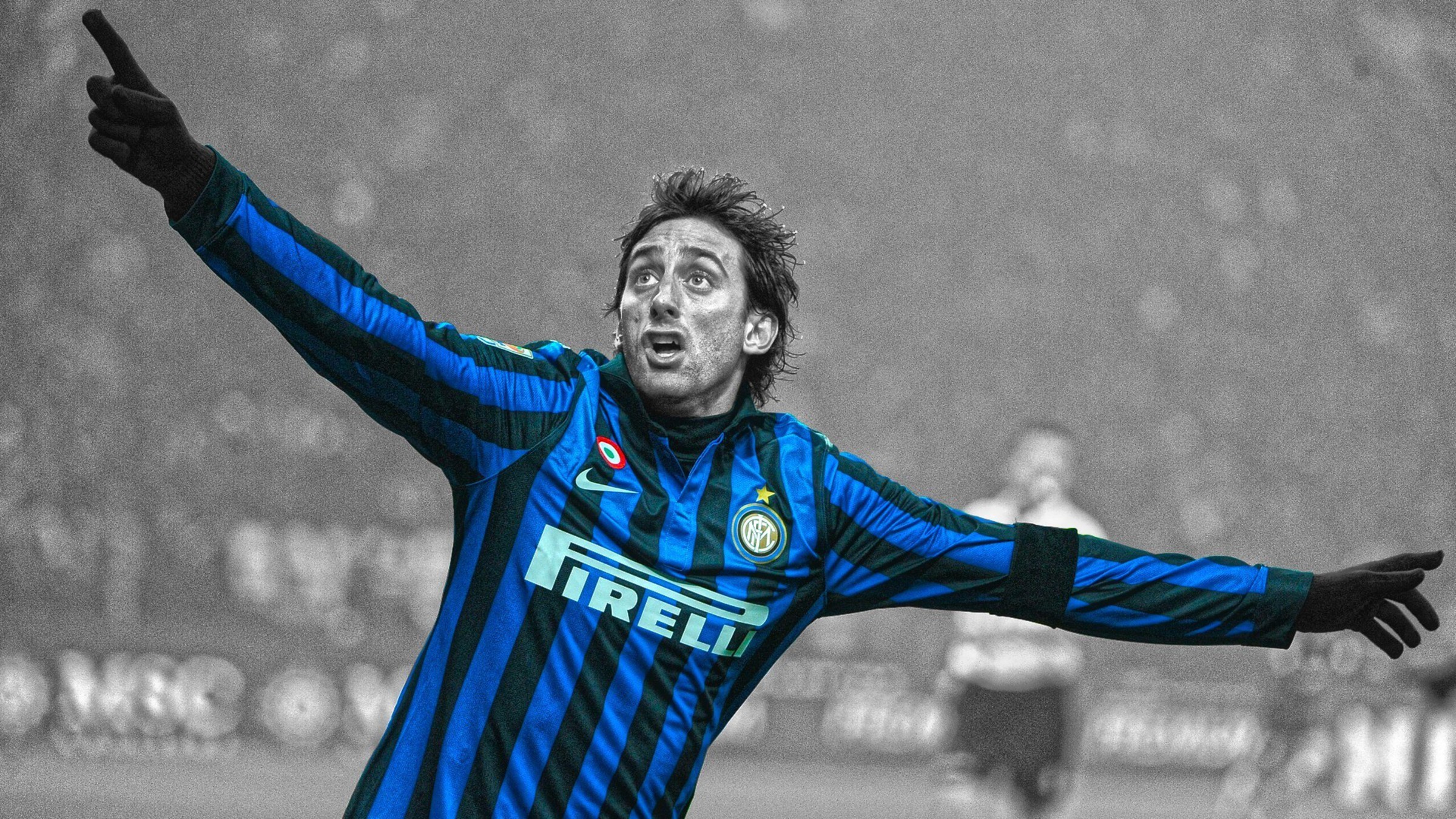 Diego Milito, Inter, Esultanza, Bianco e nero selettivo, Full HD, sfondo per PC e portatile