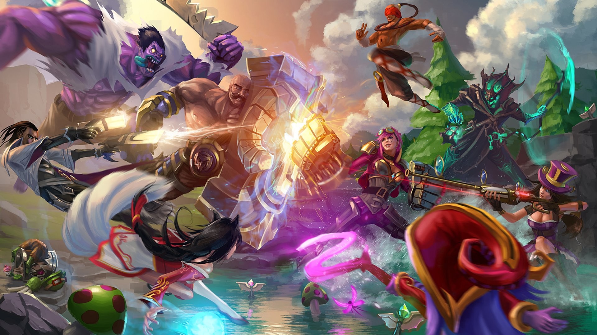 League of Legends, Annie, Campioni, Pool party, Full HD, sfondo per portatile