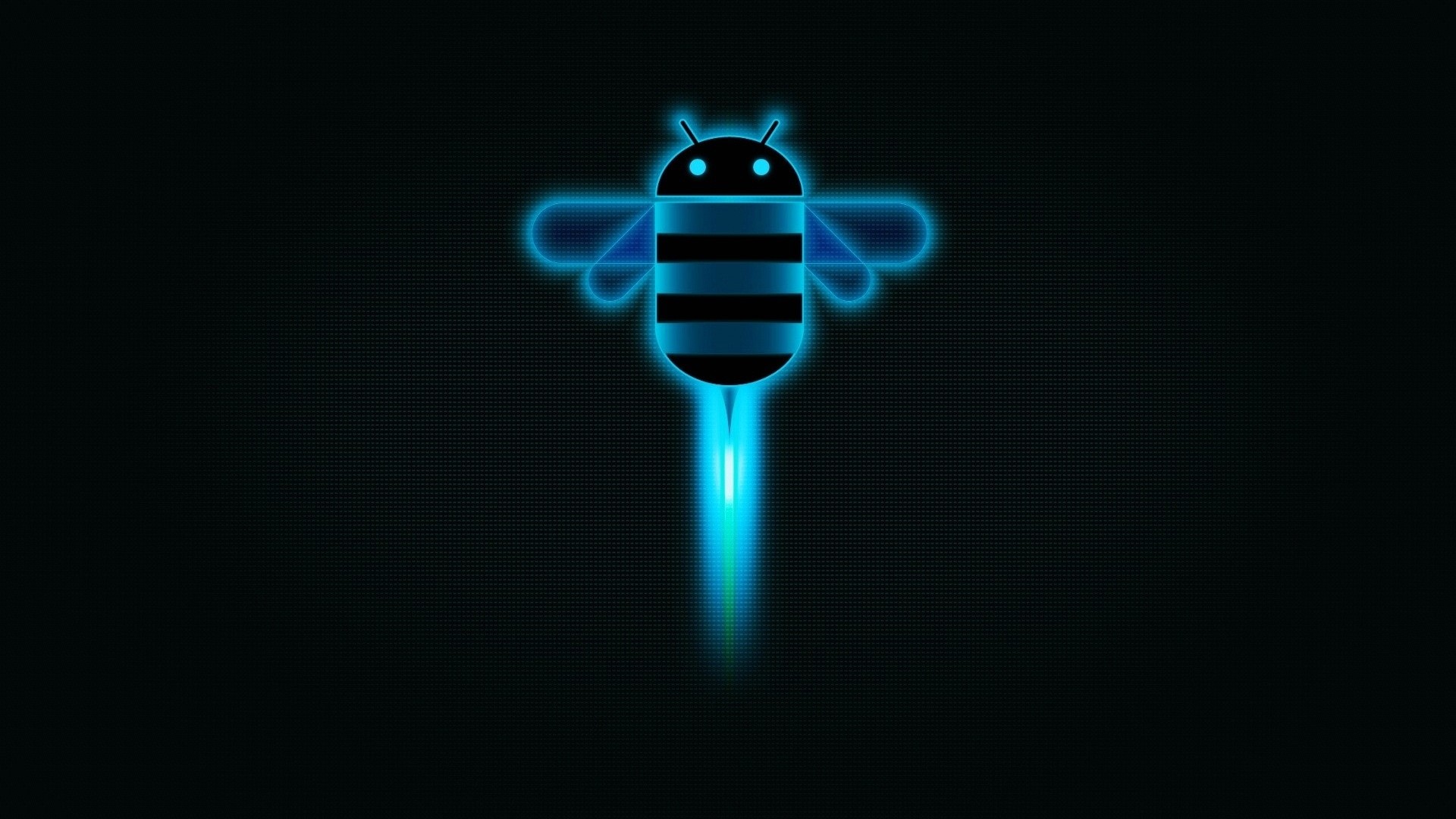 Android Honeycomb, Ape, Android, Neon blu, Nero, Full HD, sfondo per PC