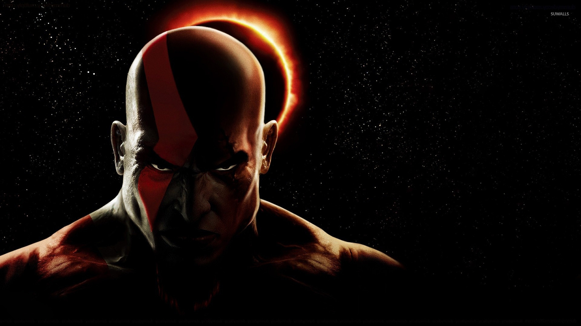 Kratos, God of War III, Eclissi, Sfondo nero, Full HD, wallpaper per computer