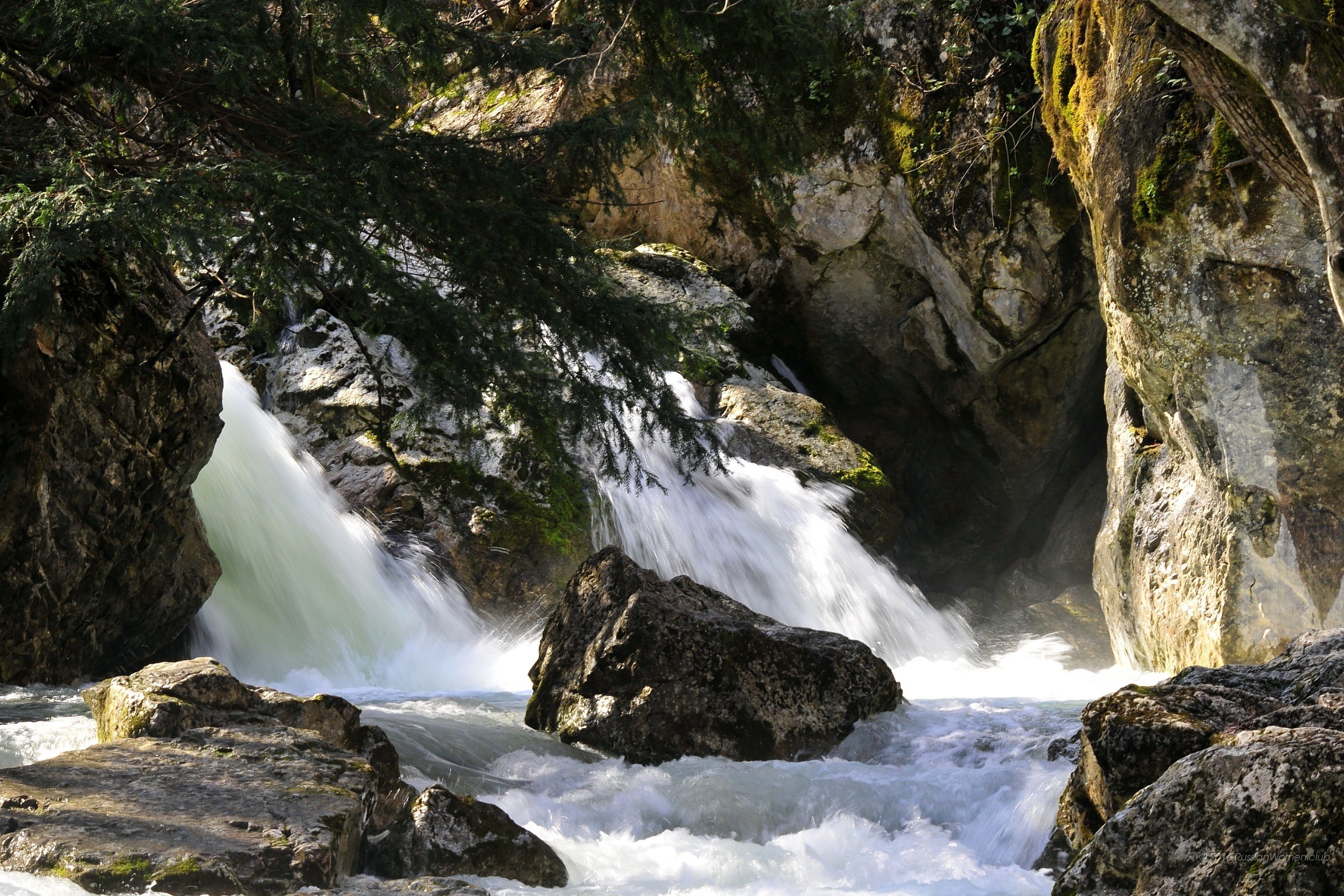 Cascata, Rocce, Fiume, Bosco, sfondo tablet
