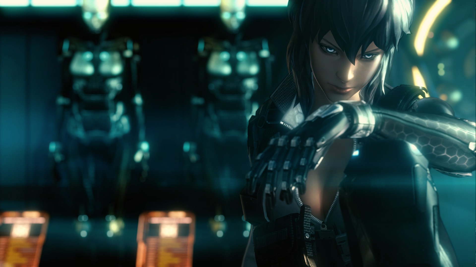 Motoko Kusanagi, Ghost in the Shell, Computer grafica, Toni verde acqua, Cyberpunk, sfondo desktop
