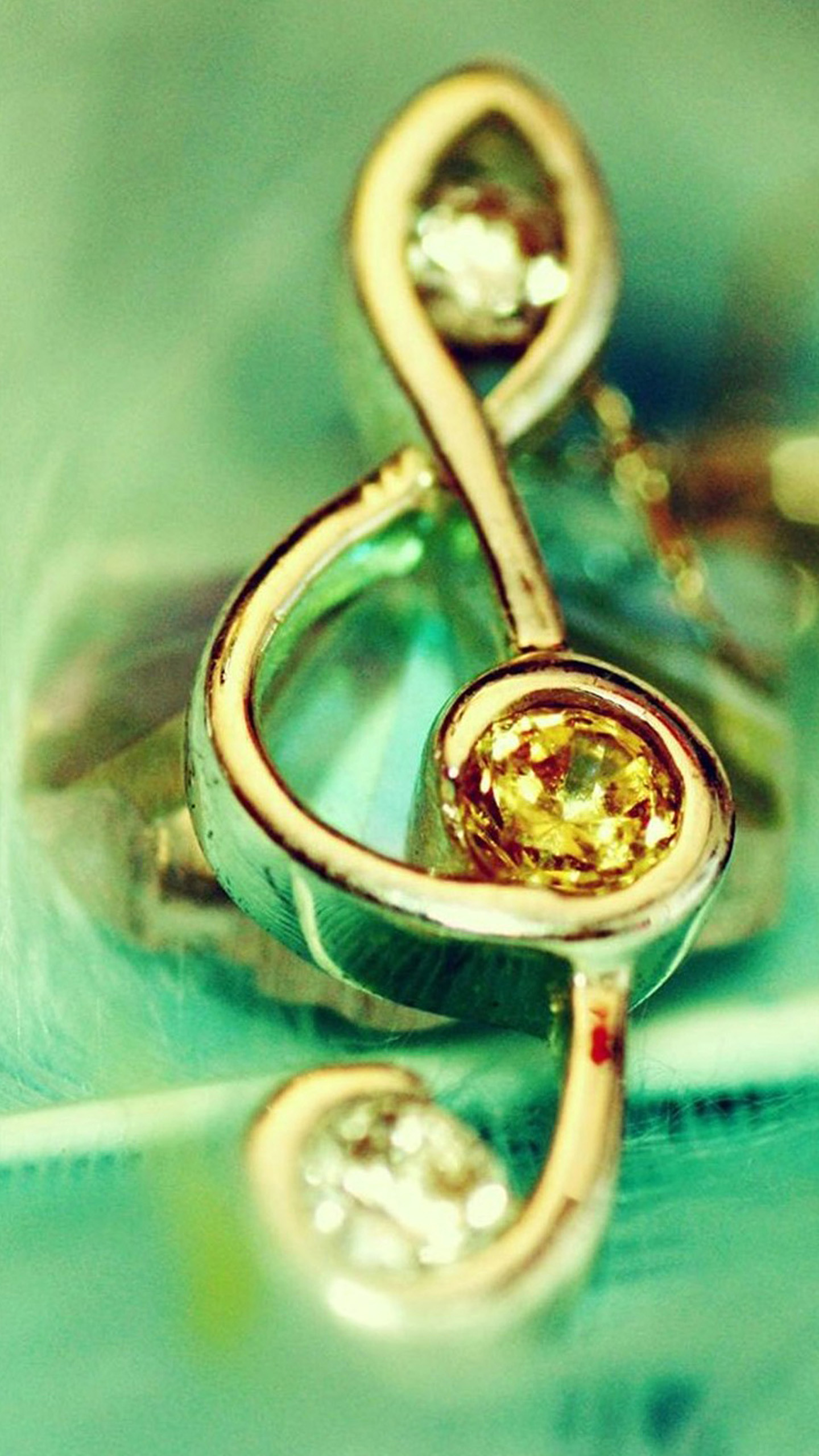 Chiave di violino, Gioiello, Oro, Macro, QHD+, sfondo per smartphone