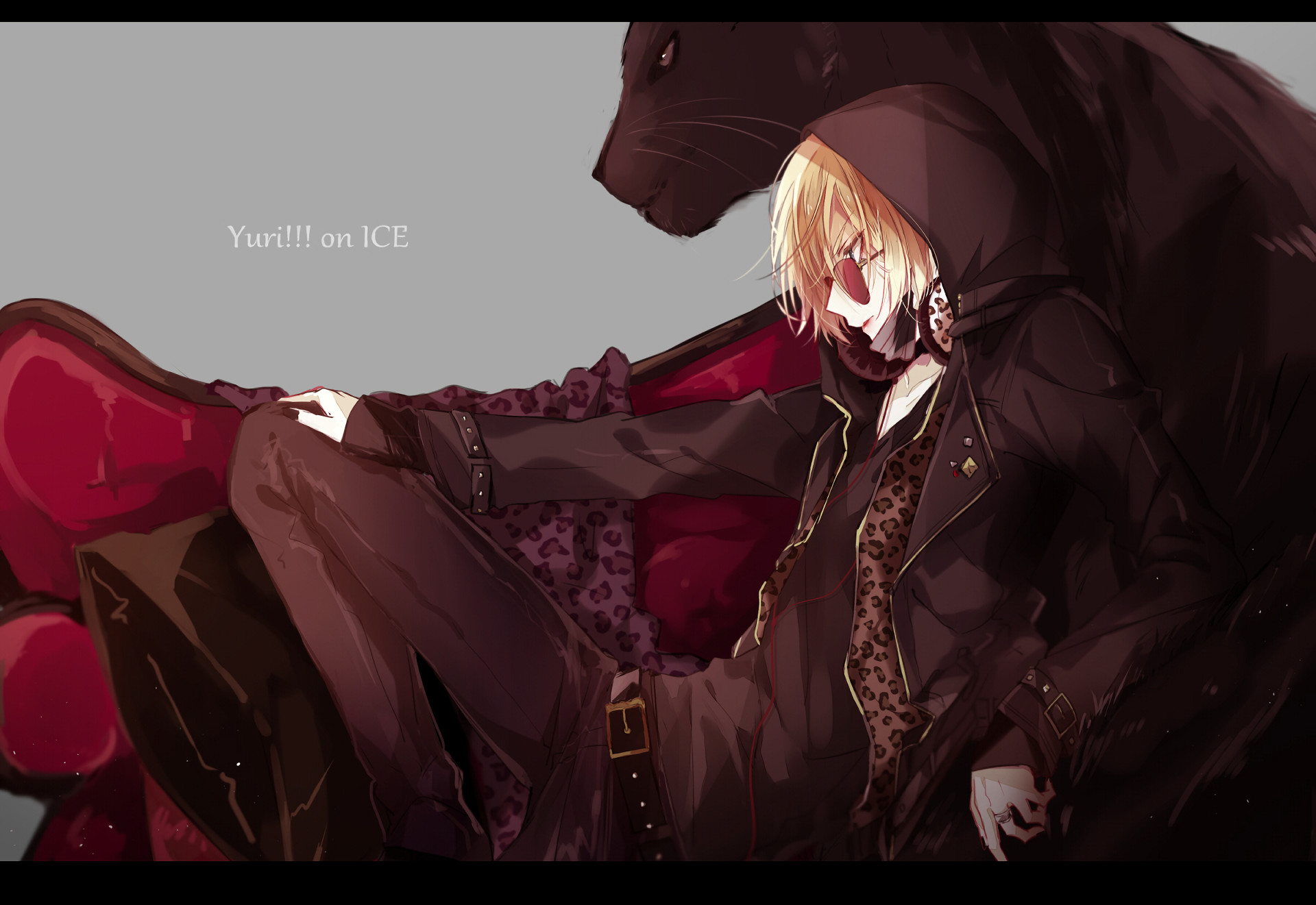 Yuri Plisetsky, Yuri!!! on Ice, Pantera, Divano rosso, Full HD, sfondo Windows 11