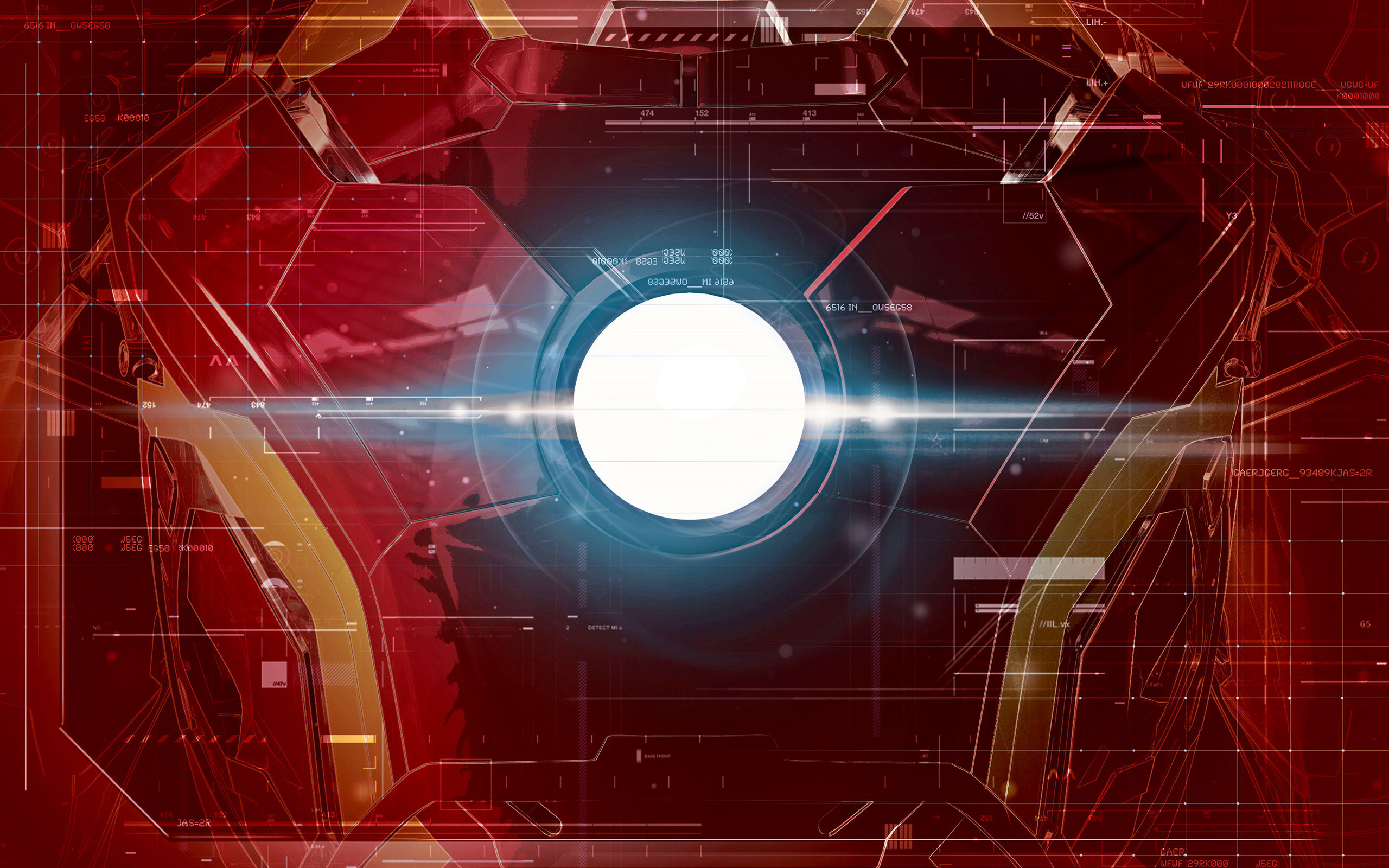 Reattore Arc, Iron Man, Interfaccia HUD, Rosso, 16:10 2K, sfondo widescreen