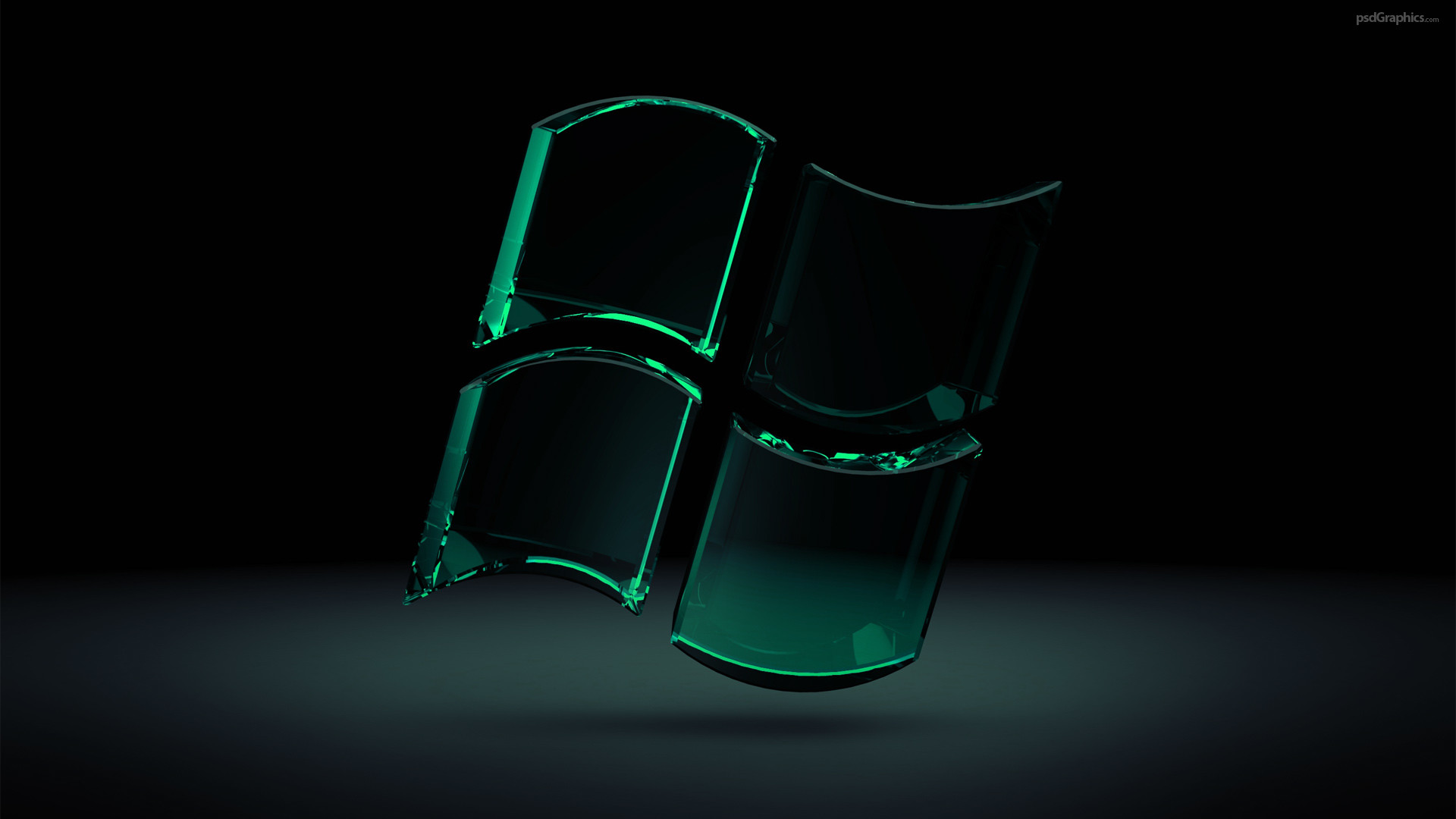 Logo Windows, Windows, Vetro, Verde acqua, Full HD 1080p, sfondo desktop