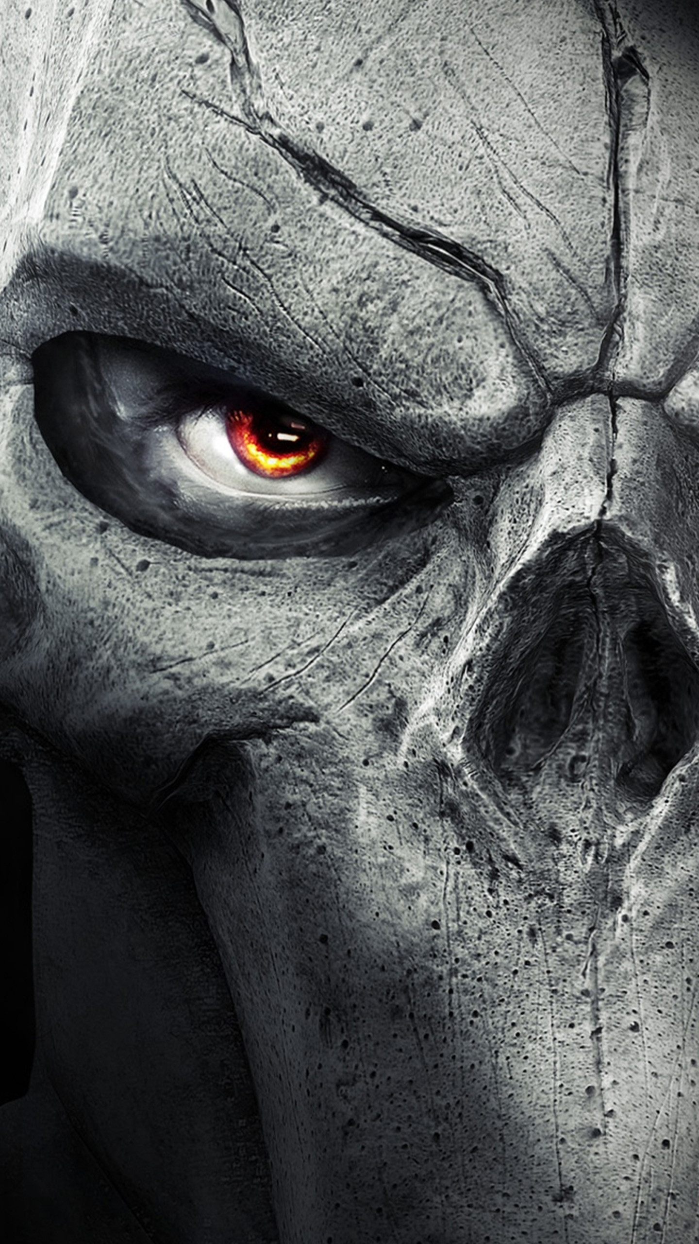 Death (Darksiders), Darksiders, Maschera teschio, Occhio arancione, Primo piano, sfondo per cellulare