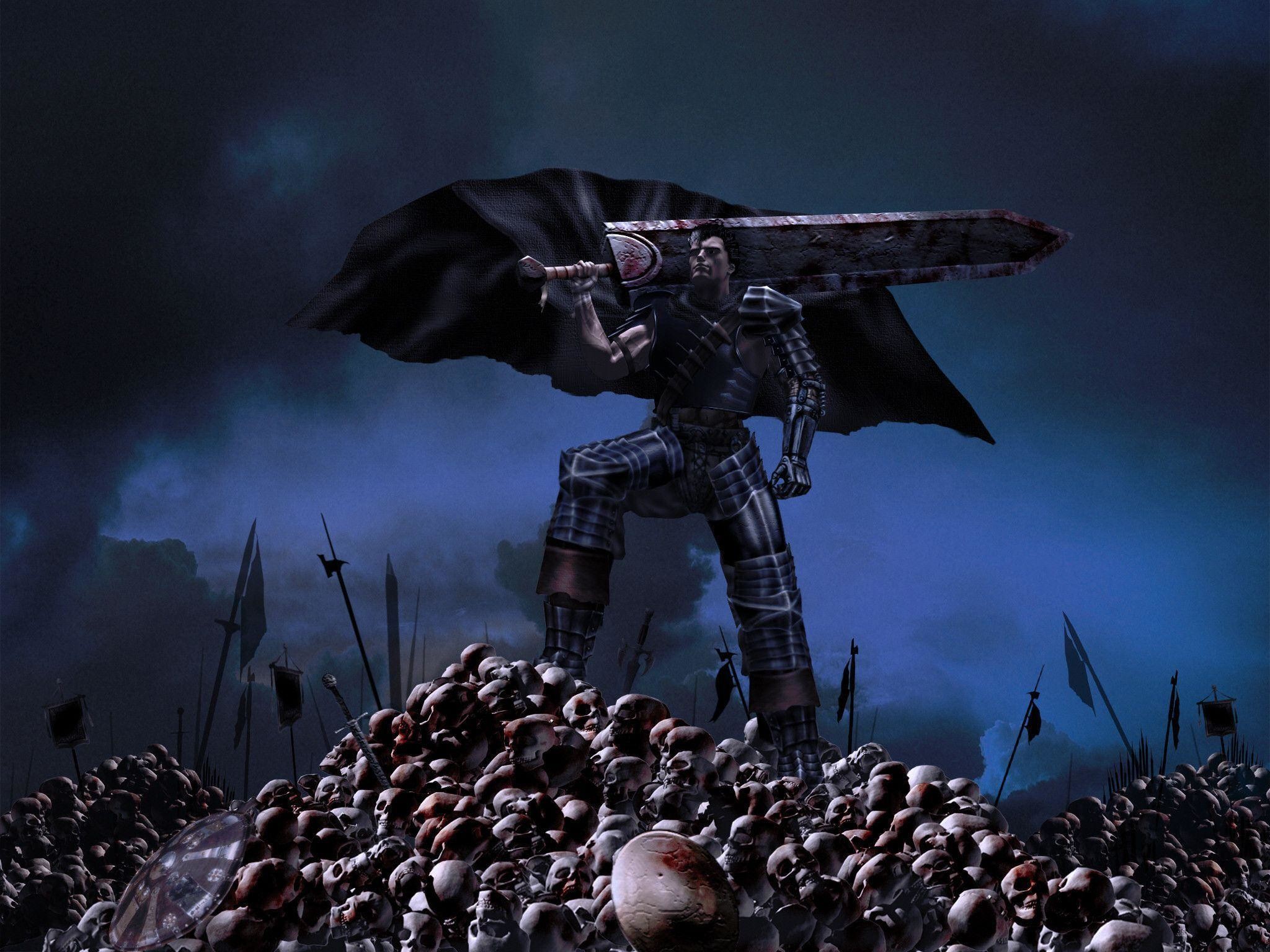 Gatsu, Armatura del Berserker, Berserk, Mucchio di teschi, Notte, schermata di blocco iPad