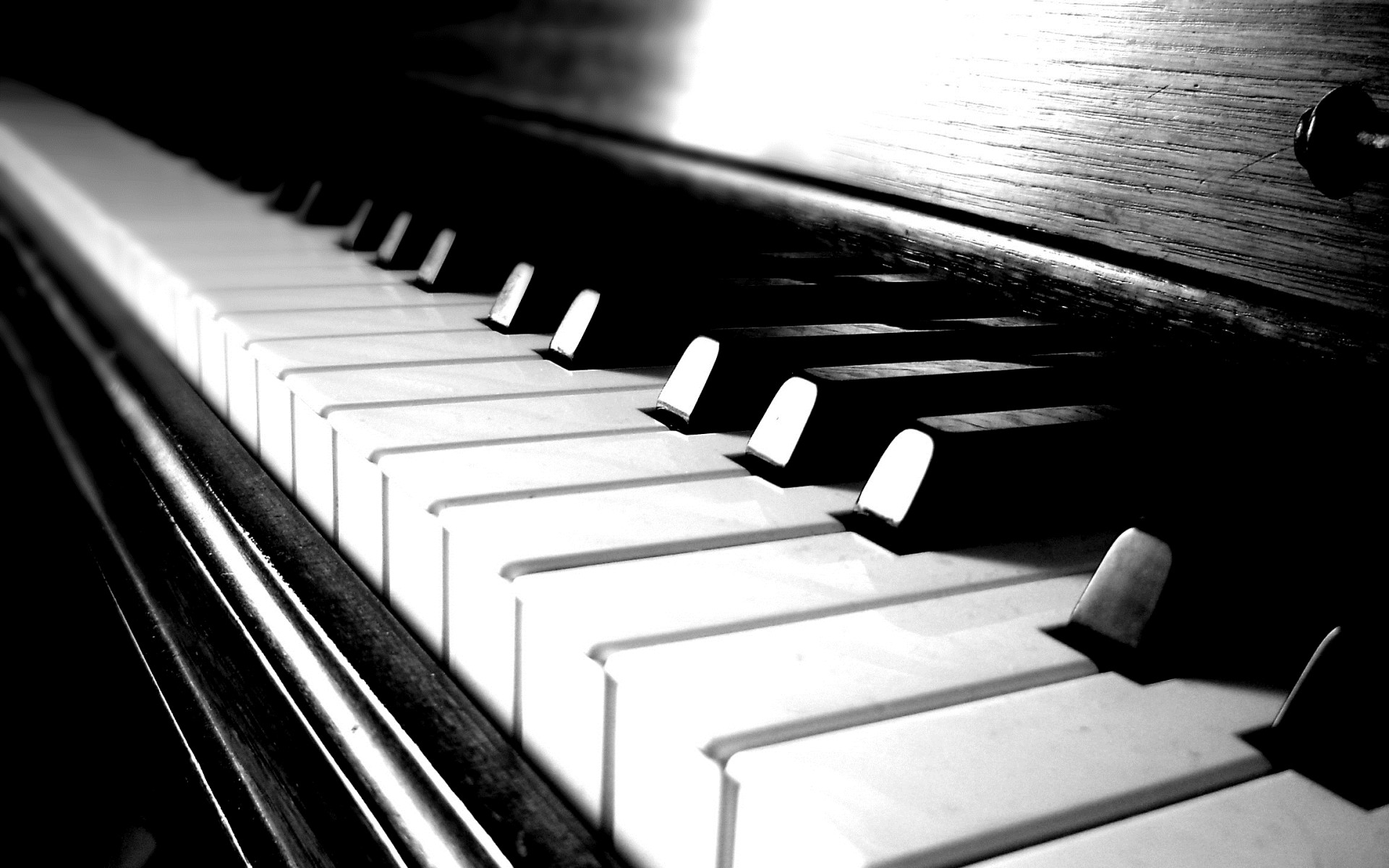 Tasti del pianoforte, Bianco e nero, Prospettiva, 1920x1200, sfondo per PC