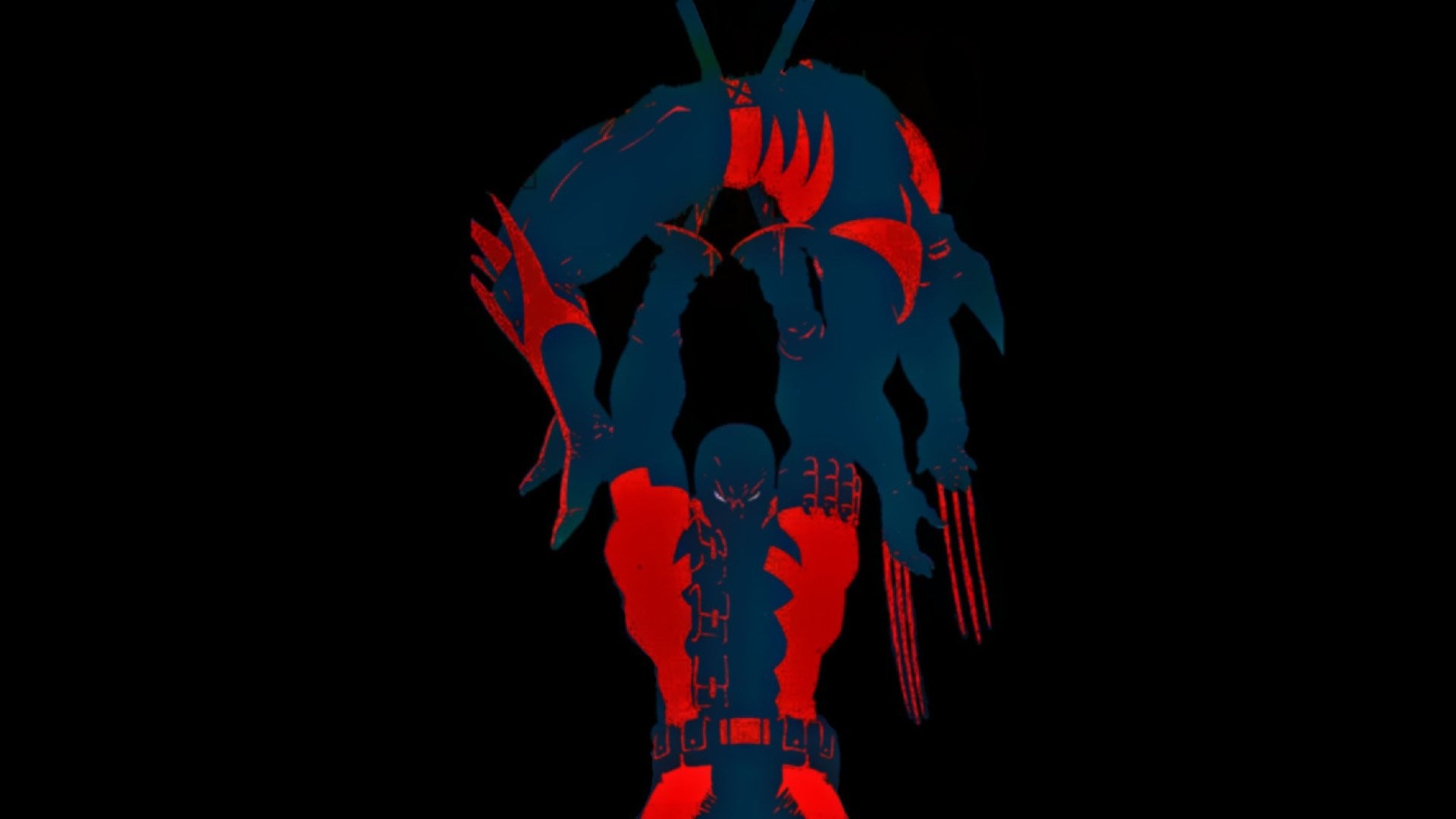 Deadpool, Wolverine, Minimalismo, Sfondo nero, Full HD, wallpaper per portatile