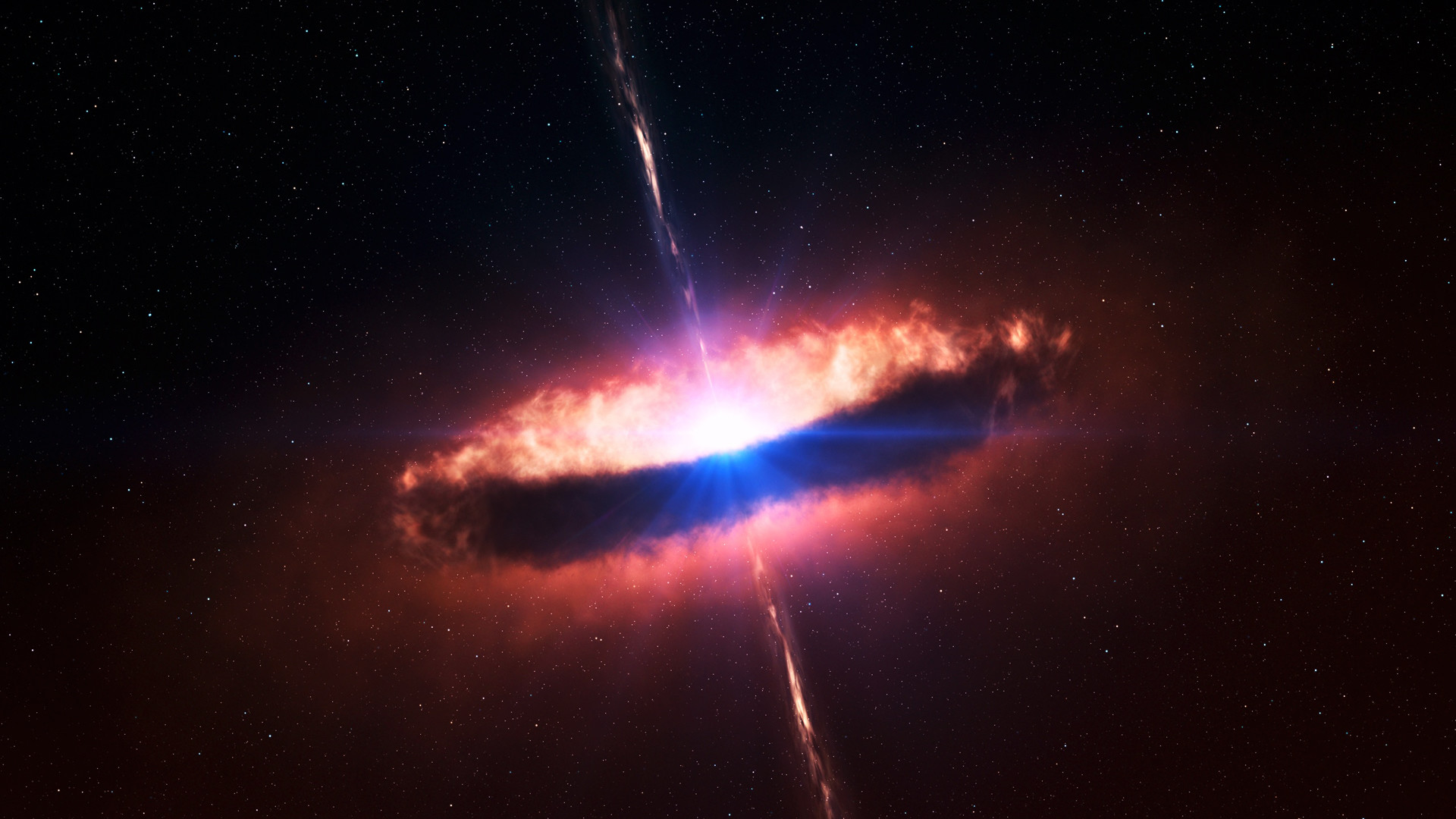 Quasar, Disco di accrescimento, Spazio, Arancione, Full HD, sfondo per PC