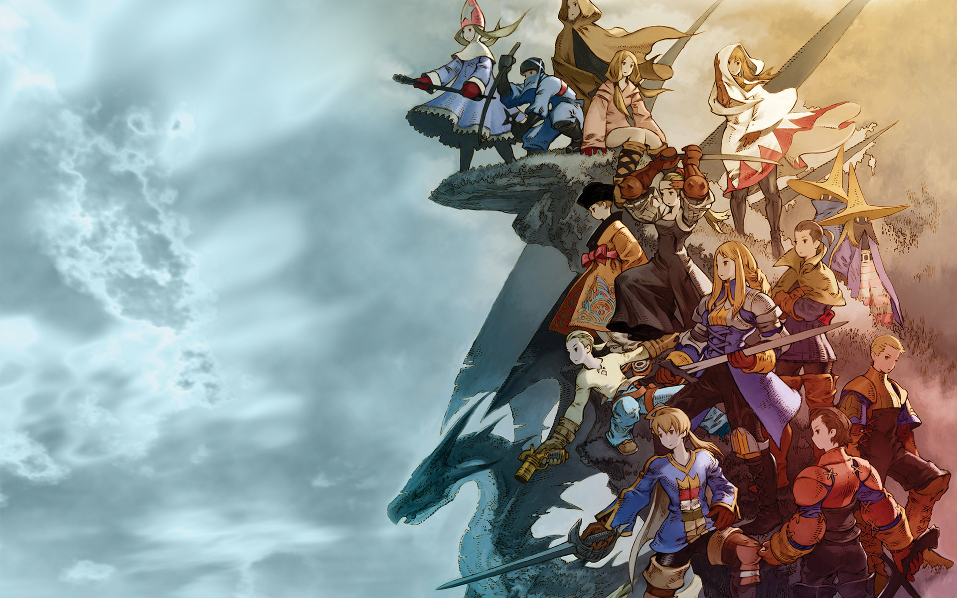Kingdom Hearts, Personaggi, Drago, Nuvole, Illustrazione, Full HD, sfondo desktop