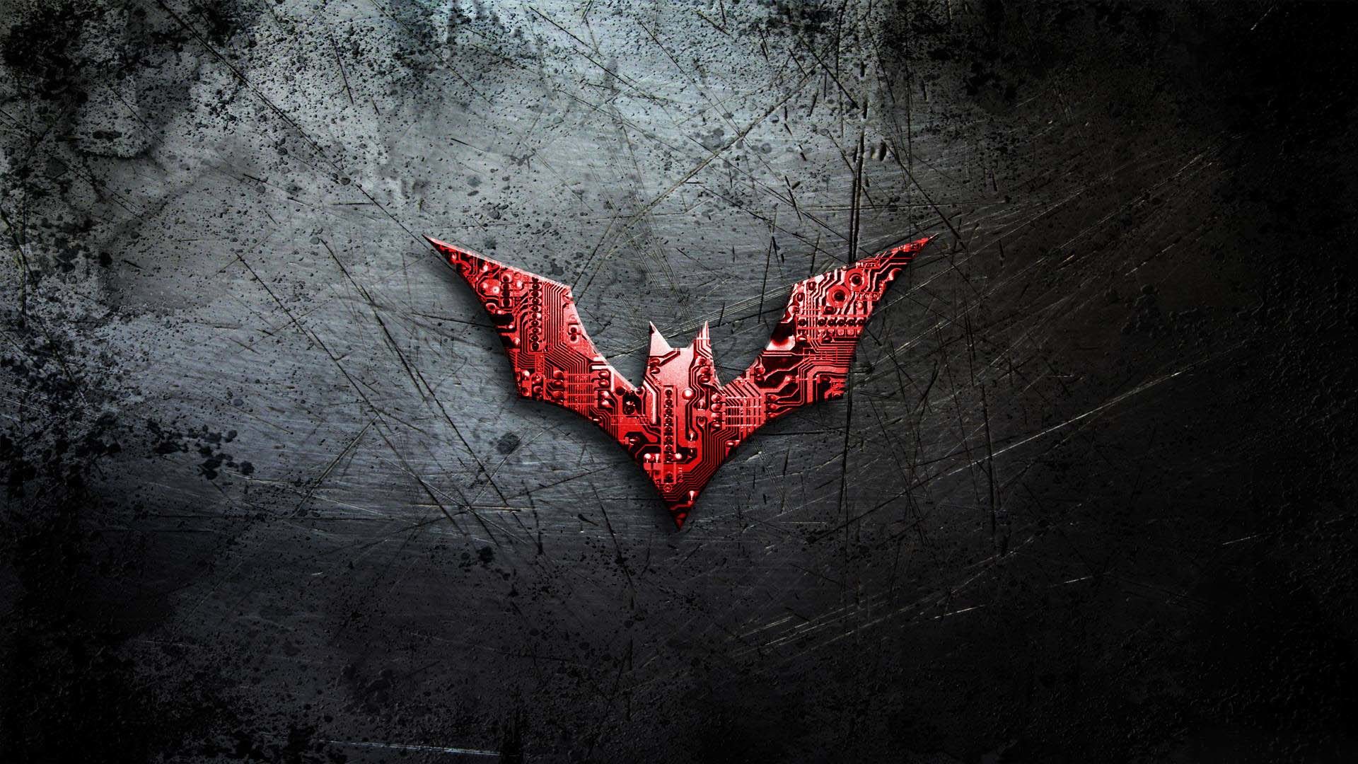 Logo di Batman, Batman Beyond, Rosso, Circuiti, Full HD, sfondo per PC