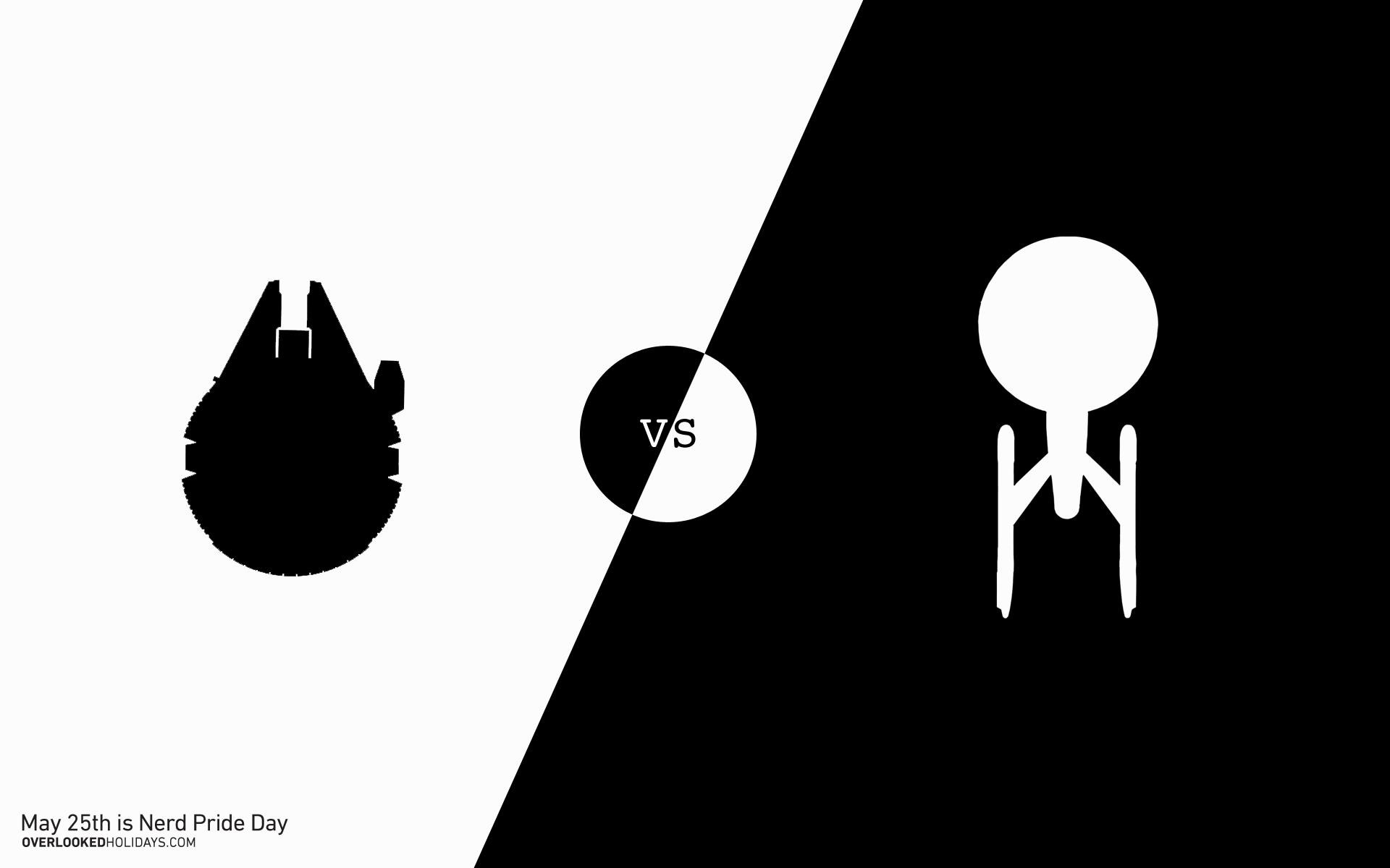 Millennium Falcon, USS Enterprise, Star Wars, Star Trek, Nerd Pride Day, sfondo desktop Full HD