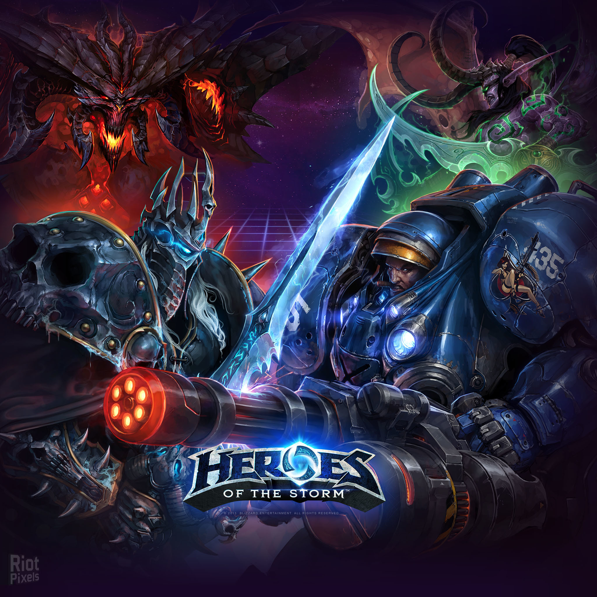 Heroes of the Storm, Diablo, Arthas, Tychus, Logo, Full HD, wallpaper per tablet