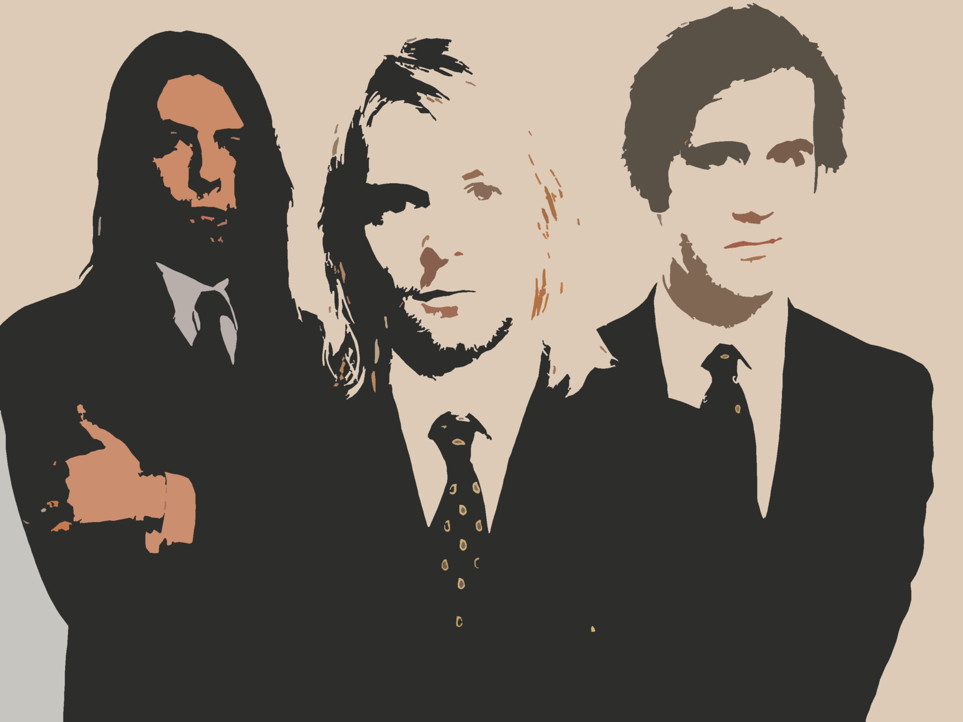 Nirvana, Kurt Cobain, Dave Grohl, Krist Novoselic, Pop art, sfondo per iPad e tablet