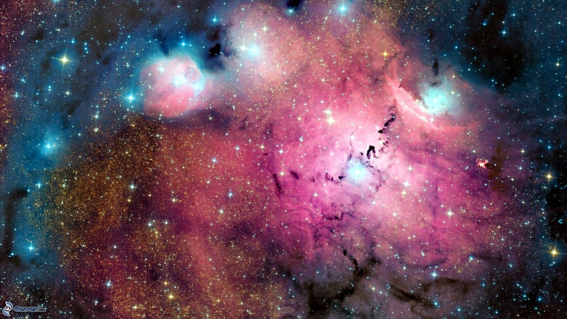 Nebulosa, Rosa, Stelle, Polvere cosmica, Full HD, sfondo Windows 11