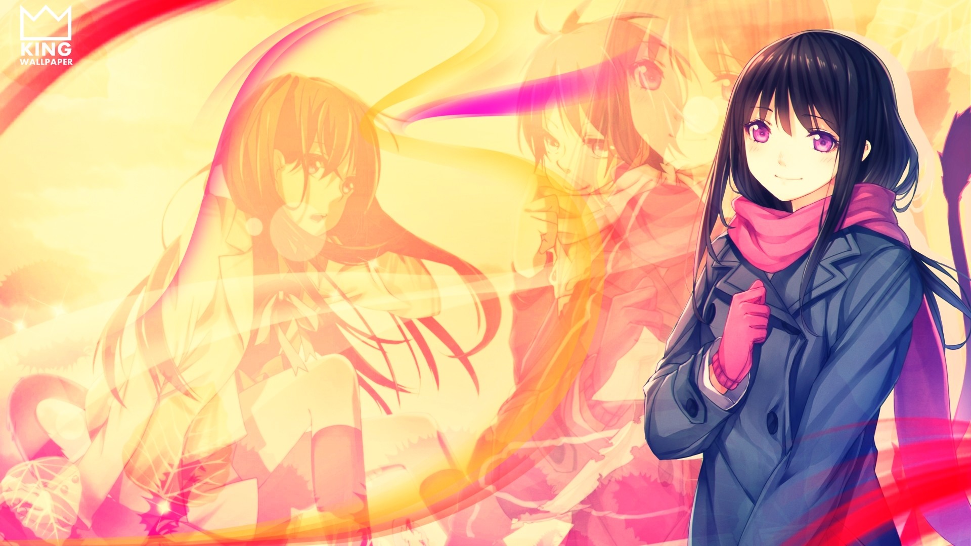 Hiyori Iki, Noragami, Sciarpa rosa, Toni caldi, Coda, Full HD, sfondo desktop