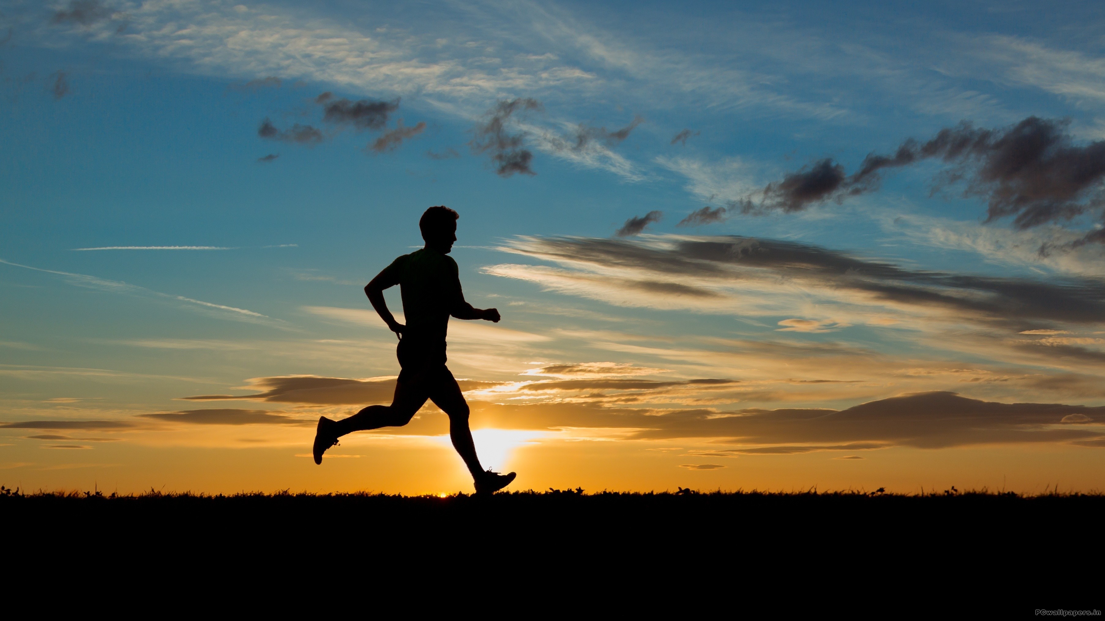 Corsa, Silhouette, Tramonto, Running, 2K, sfondo per PC e portatile