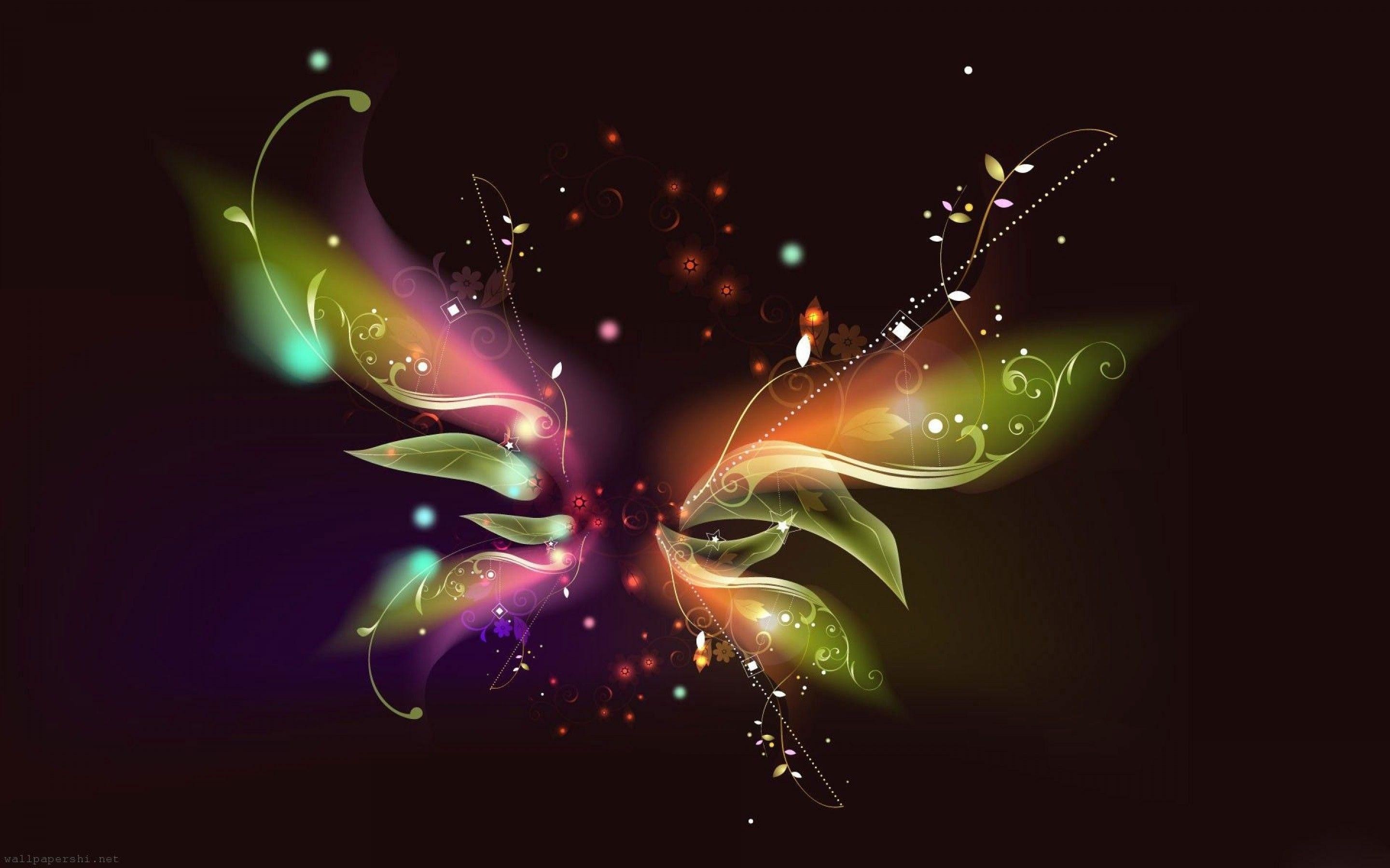 Farfalla astratta, Arte digitale, Sfondo scuro, 2K, wallpaper desktop