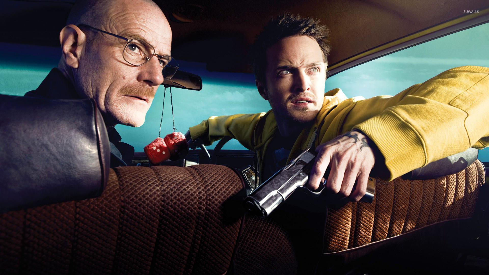 Walter White, Jesse Pinkman, Breaking Bad, Auto, Pistola, 1920x1080, sfondo per PC