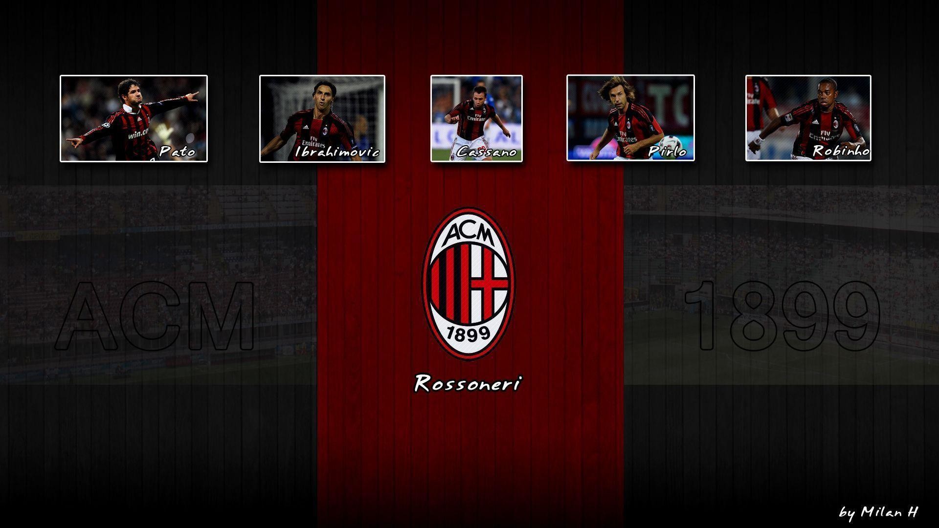 AC Milan, Rossoneri, Stemma, Giocatori, 1920x1080, sfondo per PC