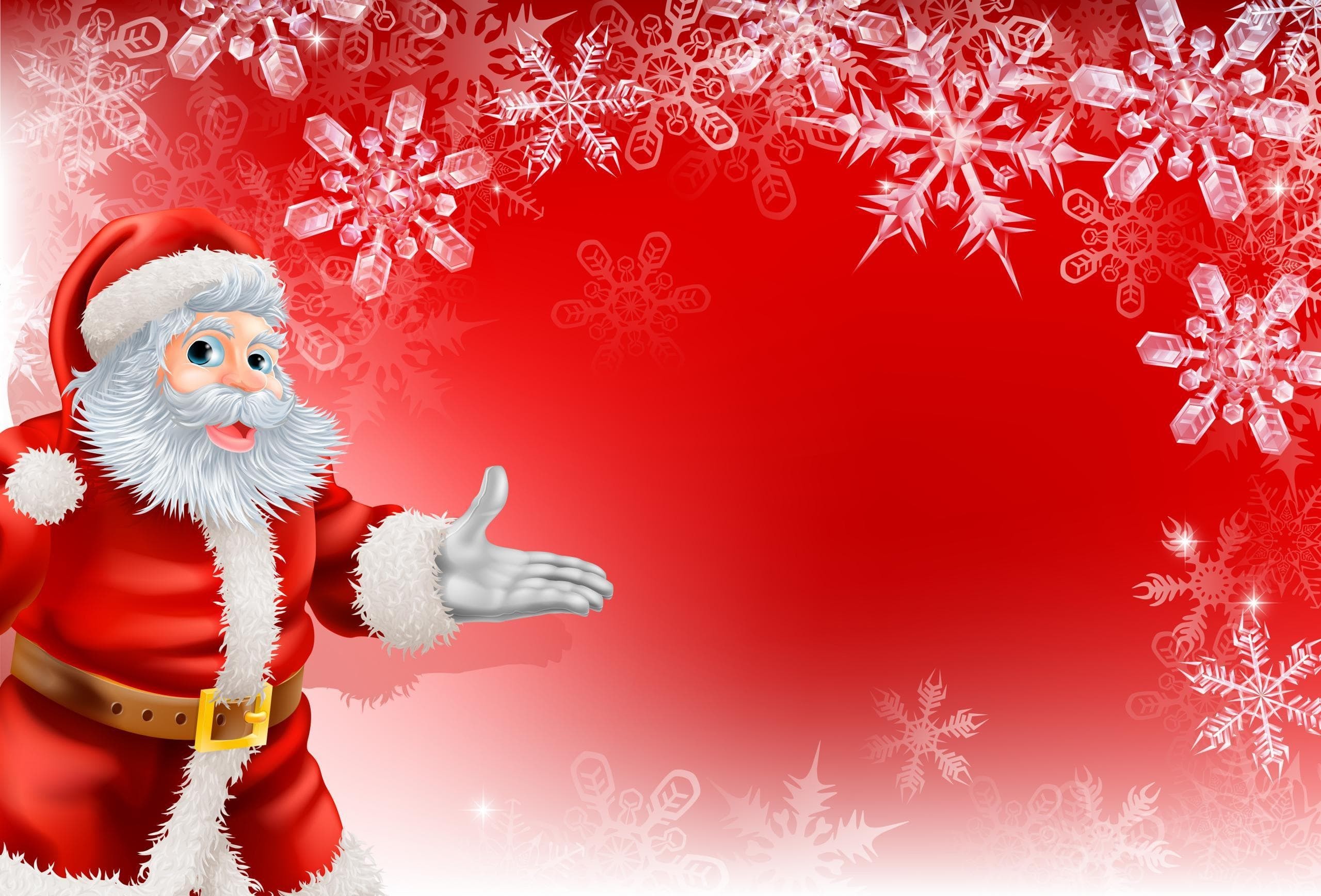 Babbo Natale, Fiocchi di neve, Rosso, 2K, sfondo per portatile