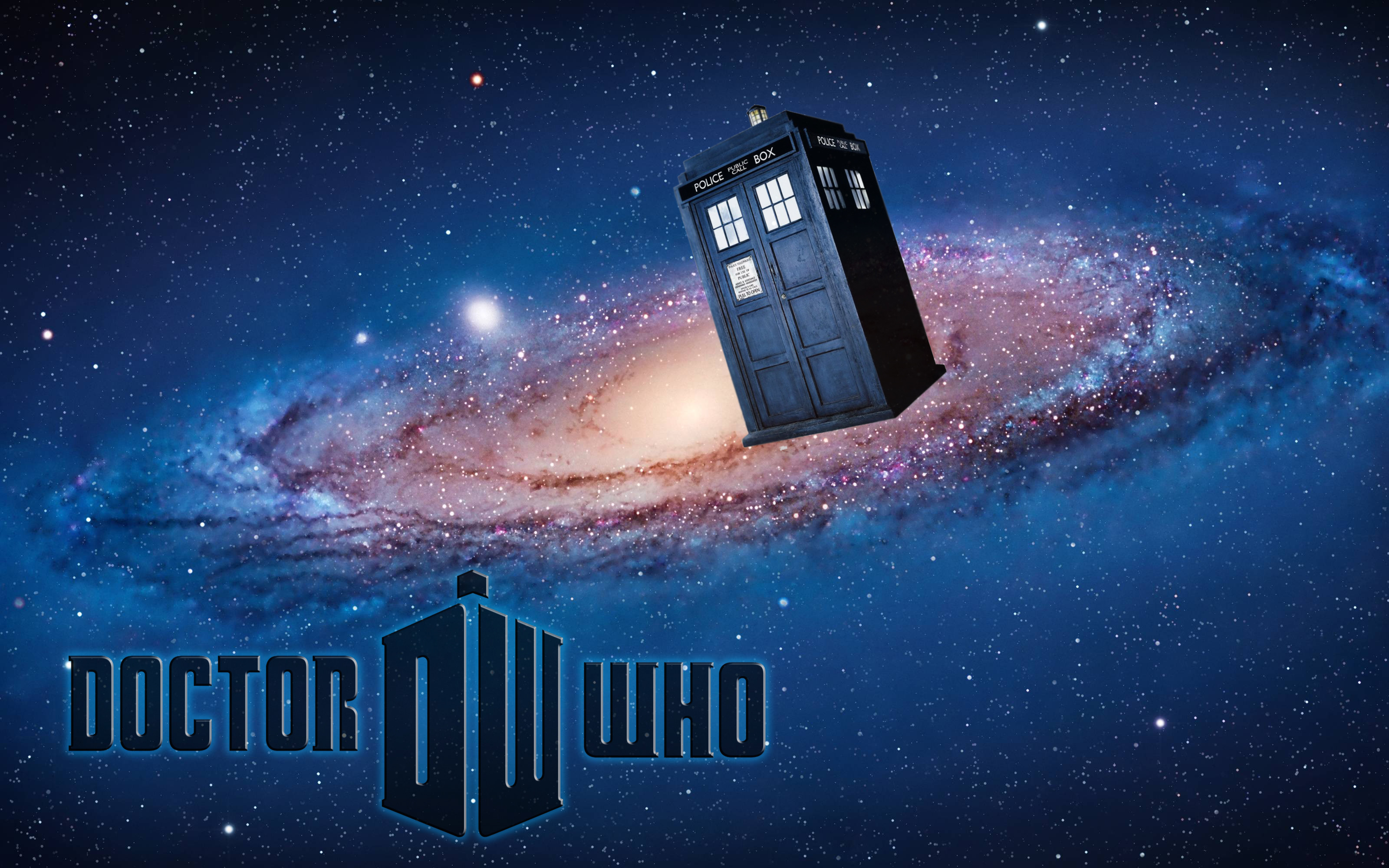 TARDIS, Doctor Who, Logo Doctor Who, Galassia, Spazio, 3200x2000, sfondo MacBook Pro