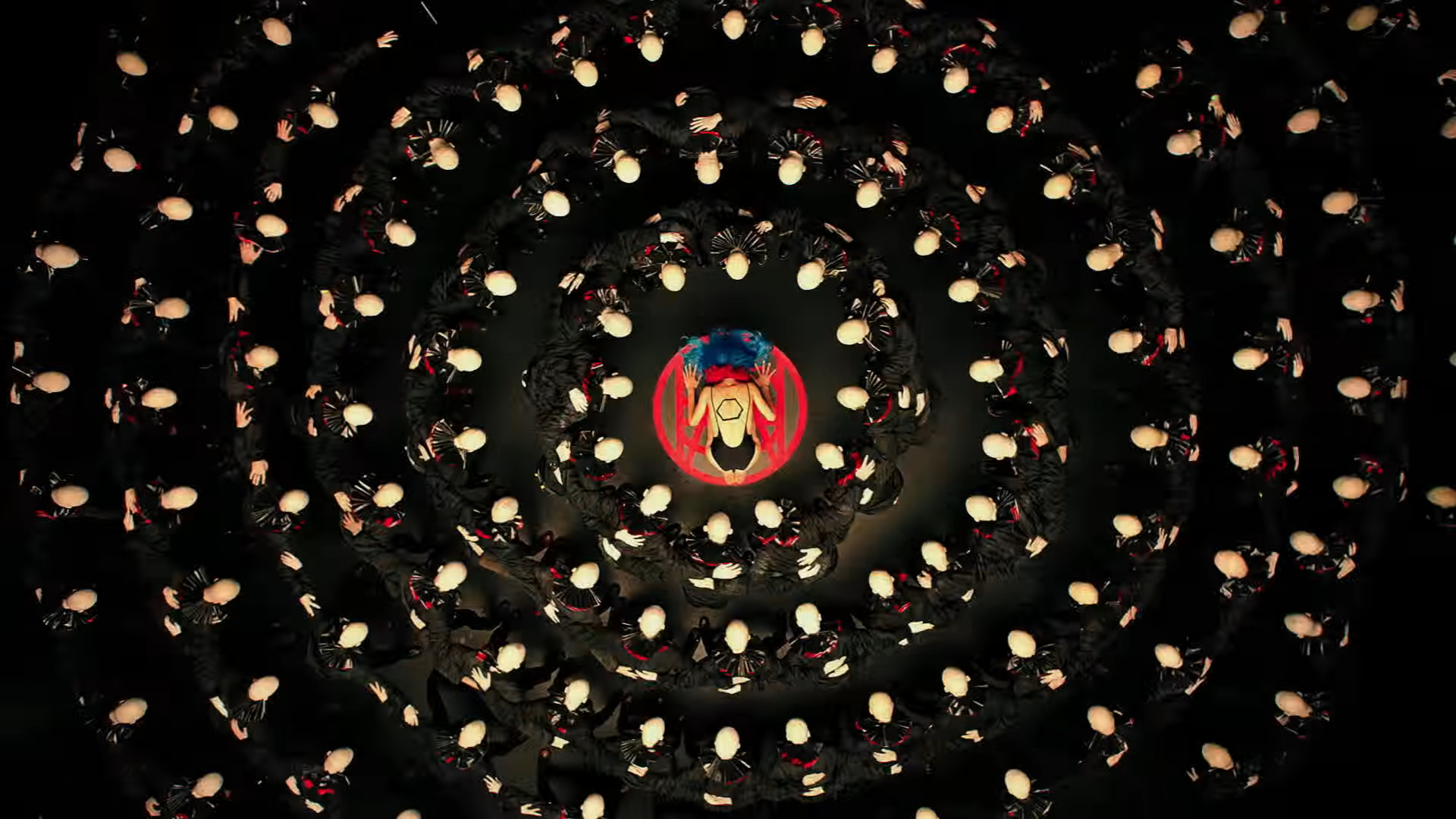 American Horror Story: Freak Show, Cerchi concentrici, Luci, Sfondo nero, wallpaper desktop Full HD