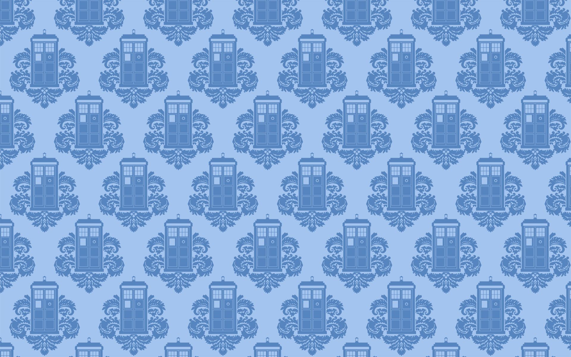 TARDIS, Doctor Who, Motivo damascato, Azzurro, 1920x1200, sfondo per PC
