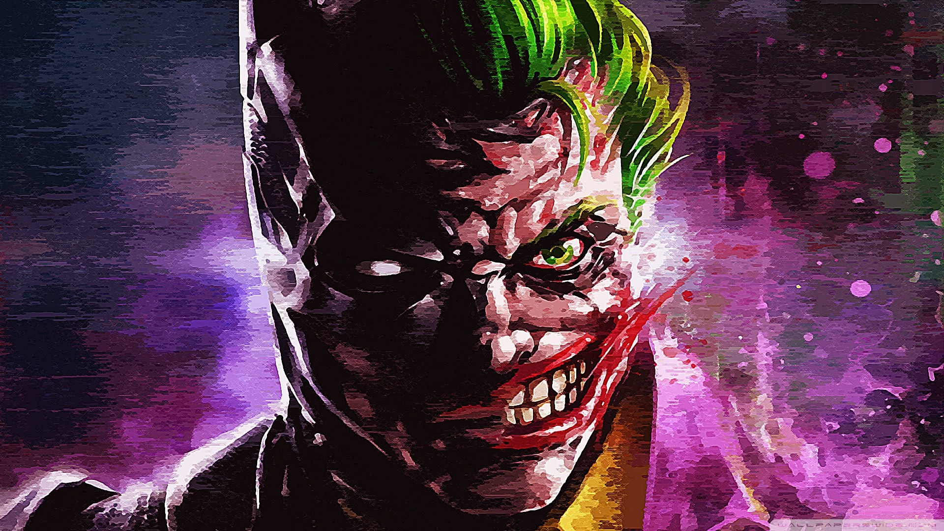 Joker, Batman, DC Comics, Arte digitale, Colori vivaci, 1920x1080, immagine di sfondo