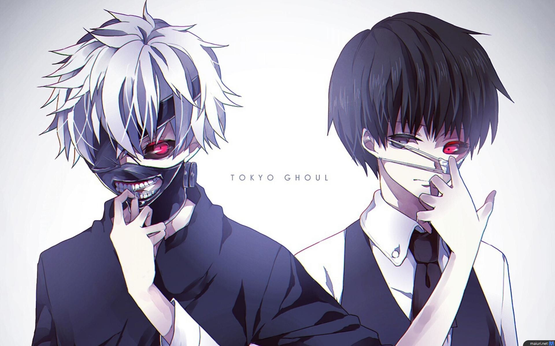 Ken Kaneki, Tokyo Ghoul, Maschera, Sfondo bianco, Full HD, wallpaper per PC