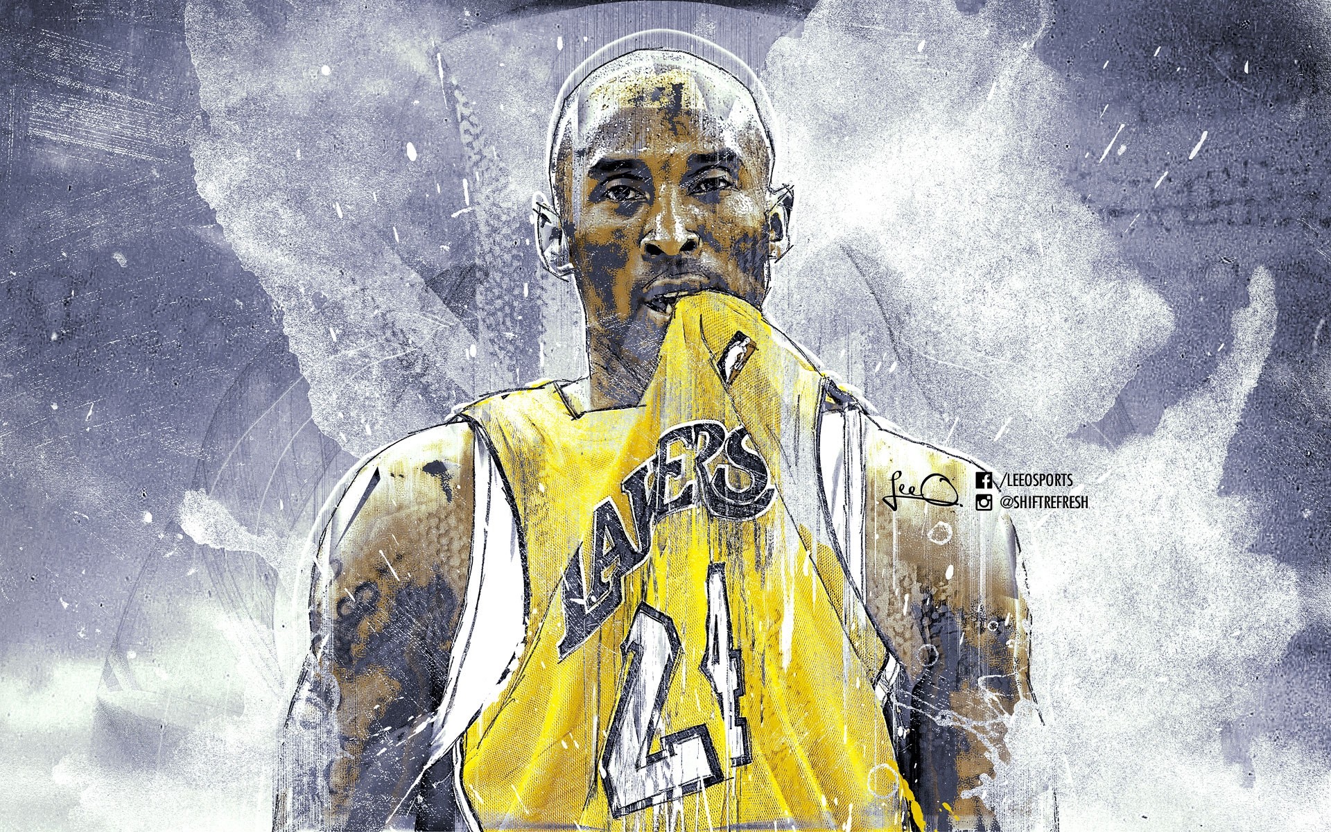 Kobe Bryant, Los Angeles Lakers, Arte digitale, Maglia gialla, 1920x1200, immagine di sfondo