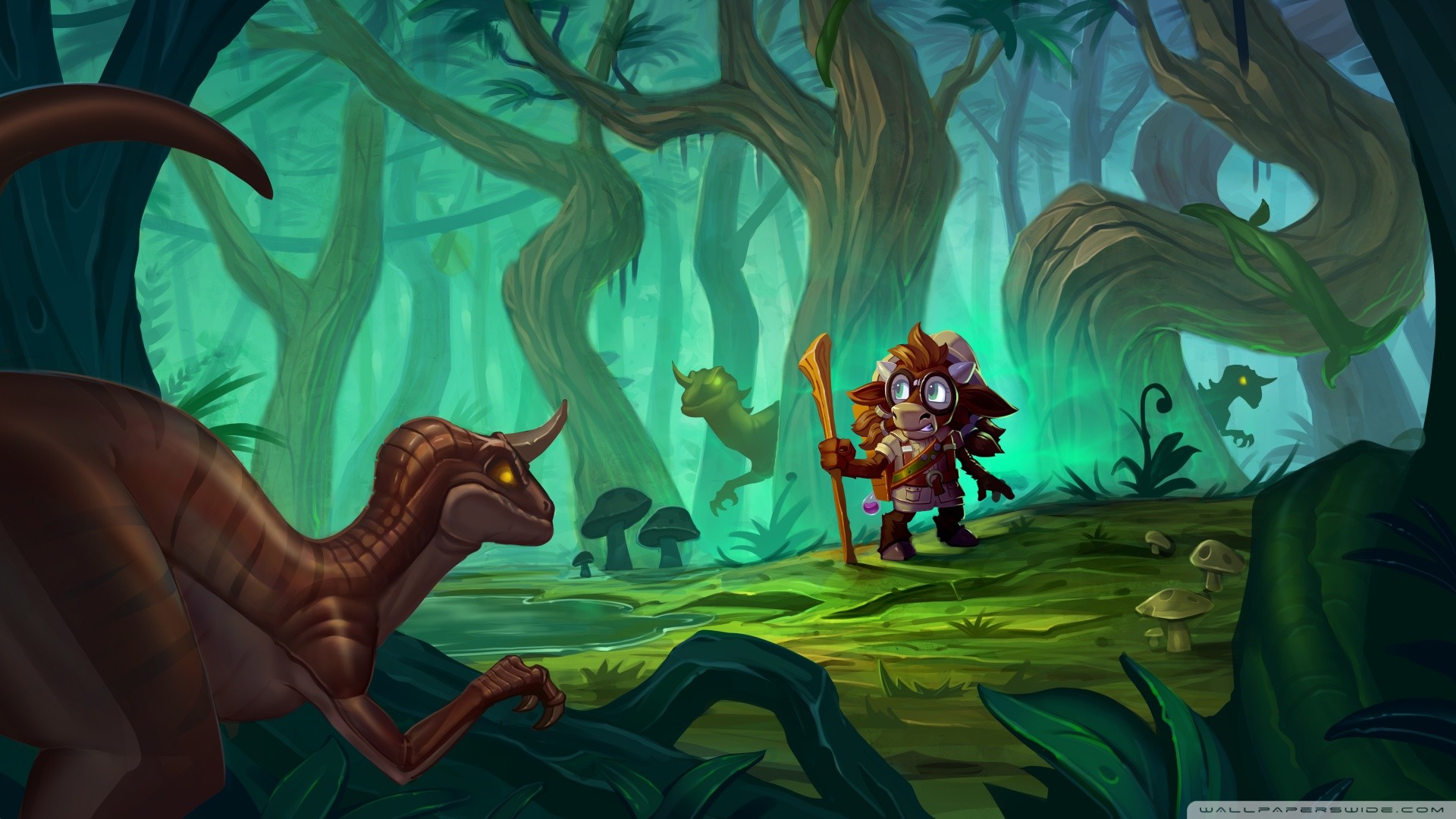 Viaggio a Un'Goro, Hearthstone, Raptor, Giungla, Verde, 16:9 Full HD, sfondo widescreen
