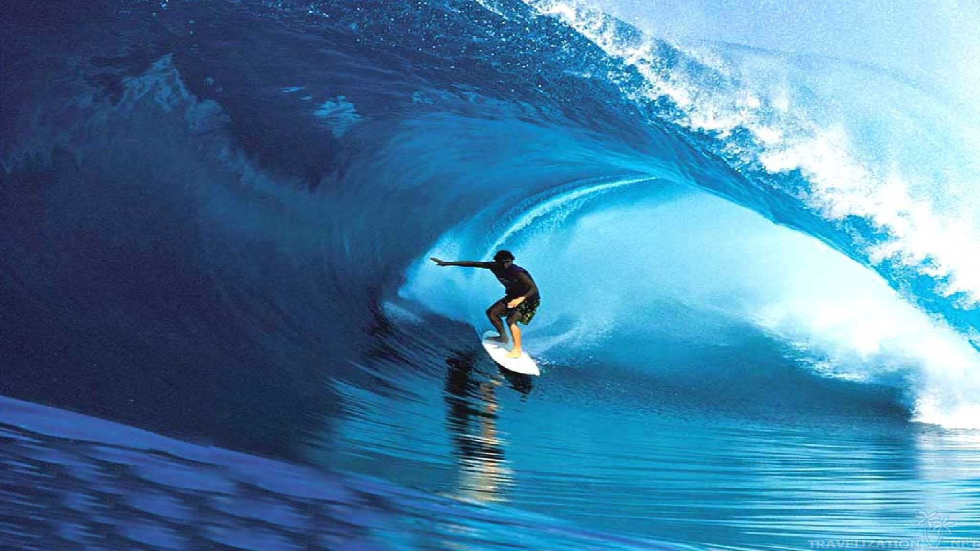 Surfista, Onda tubolare, Blu, 1920x1080, sfondo per PC