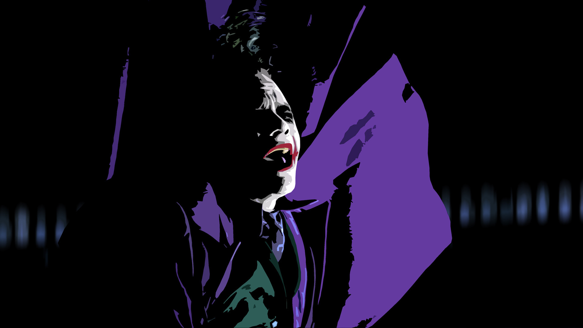 Joker, Heath Ledger, Minimalismo, Viola, Sfondo nero, 16:9 Full HD, wallpaper widescreen