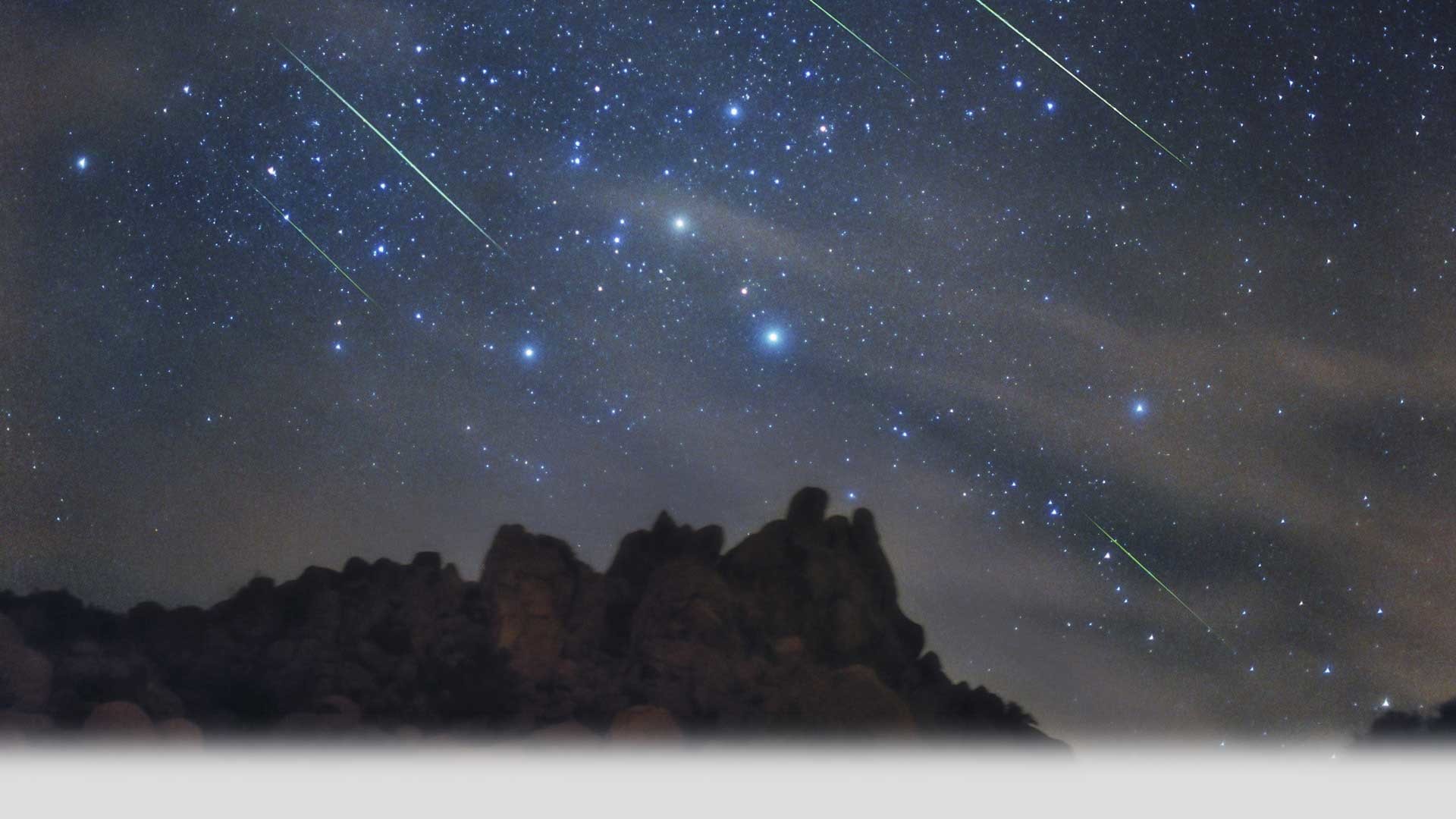 Pioggia di meteore, Cielo stellato, Montagne, Notte, 1920x1080, wallpaper desktop