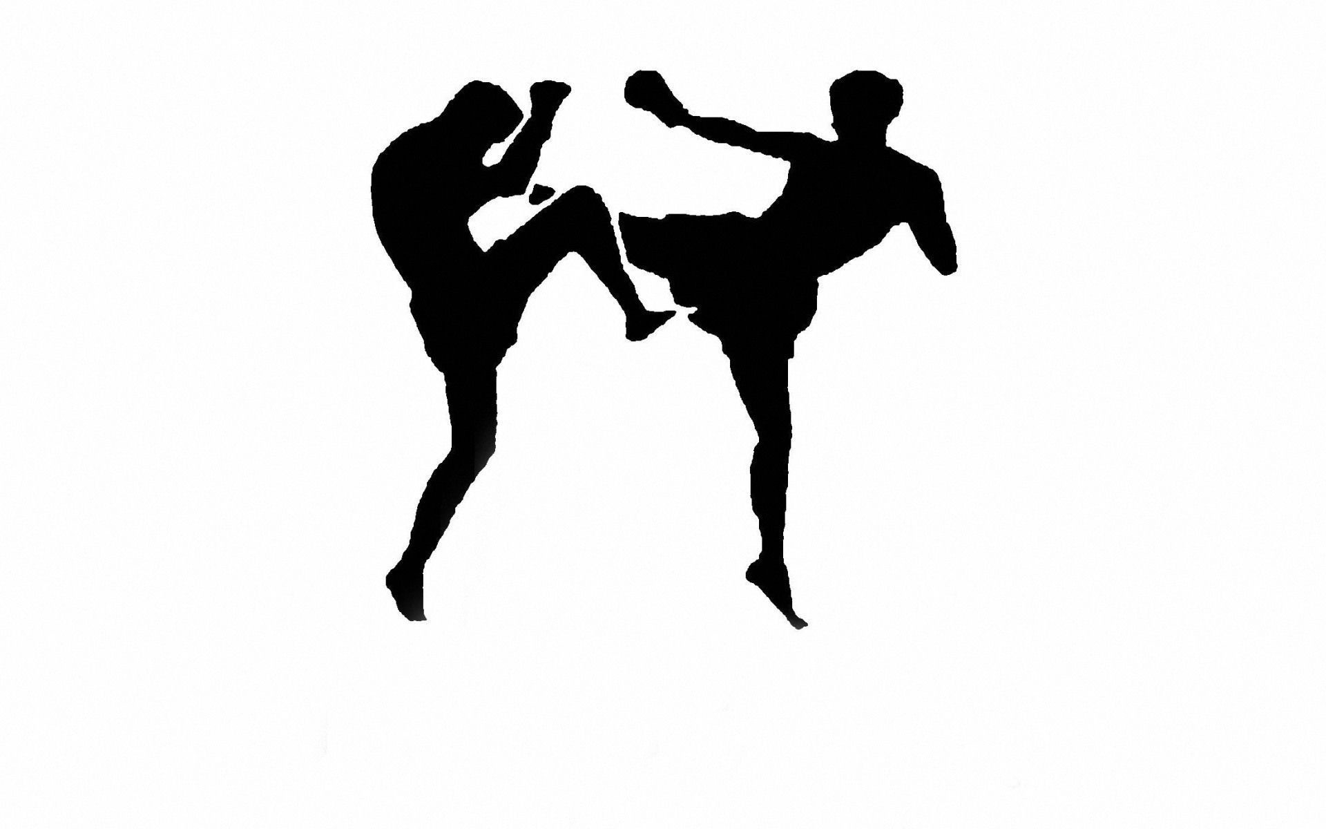Muay Thai, Silhouette, Calcio, Sfondo bianco, Minimalismo, 1920x1200, wallpaper desktop