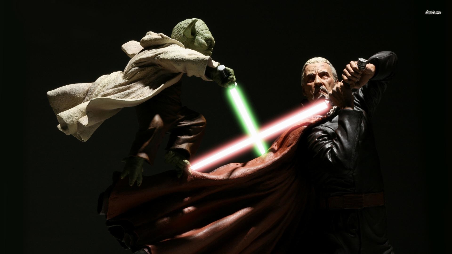 Yoda, Conte Dooku, Star Wars: L'attacco dei cloni, Duello, Spade laser, sfondo Full HD per portatile