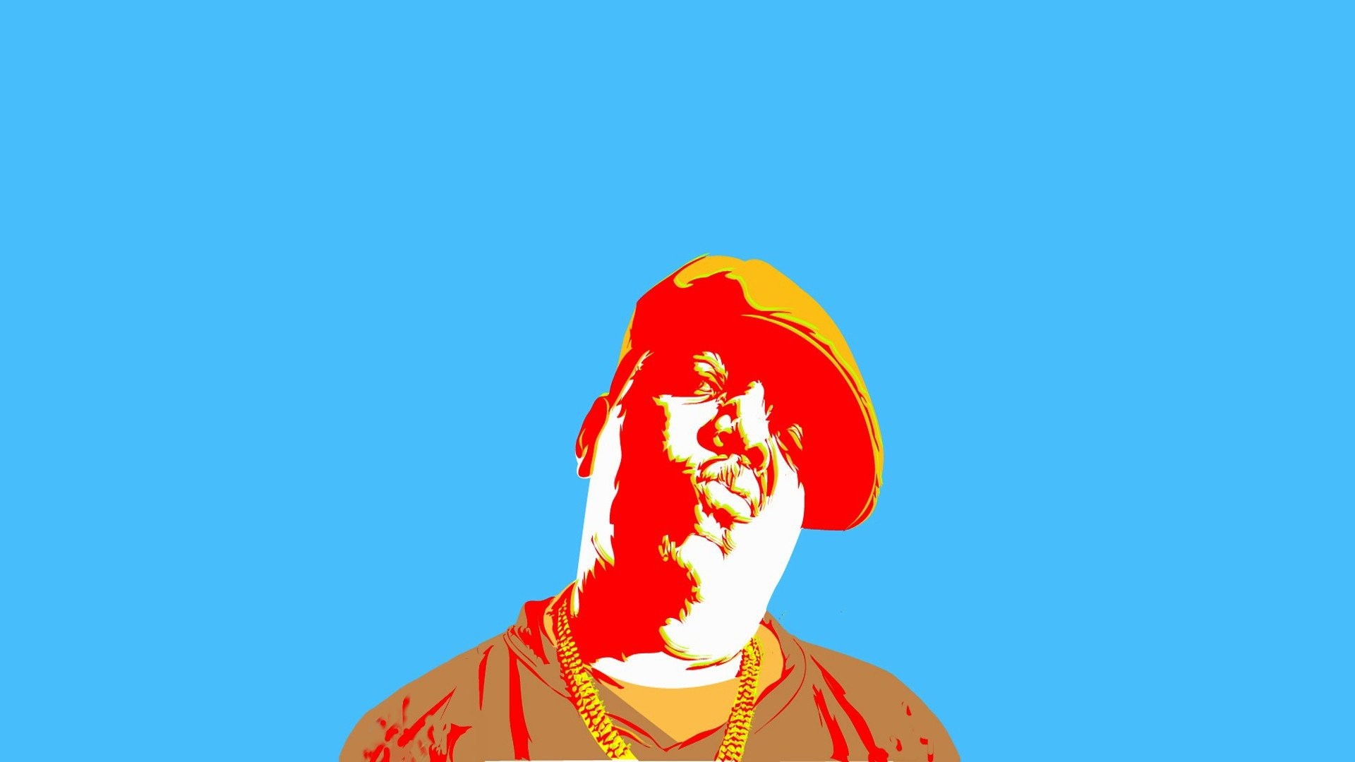 The Notorious B.I.G., Pop art, Sfondo azzurro, 16:9 Full HD, wallpaper widescreen